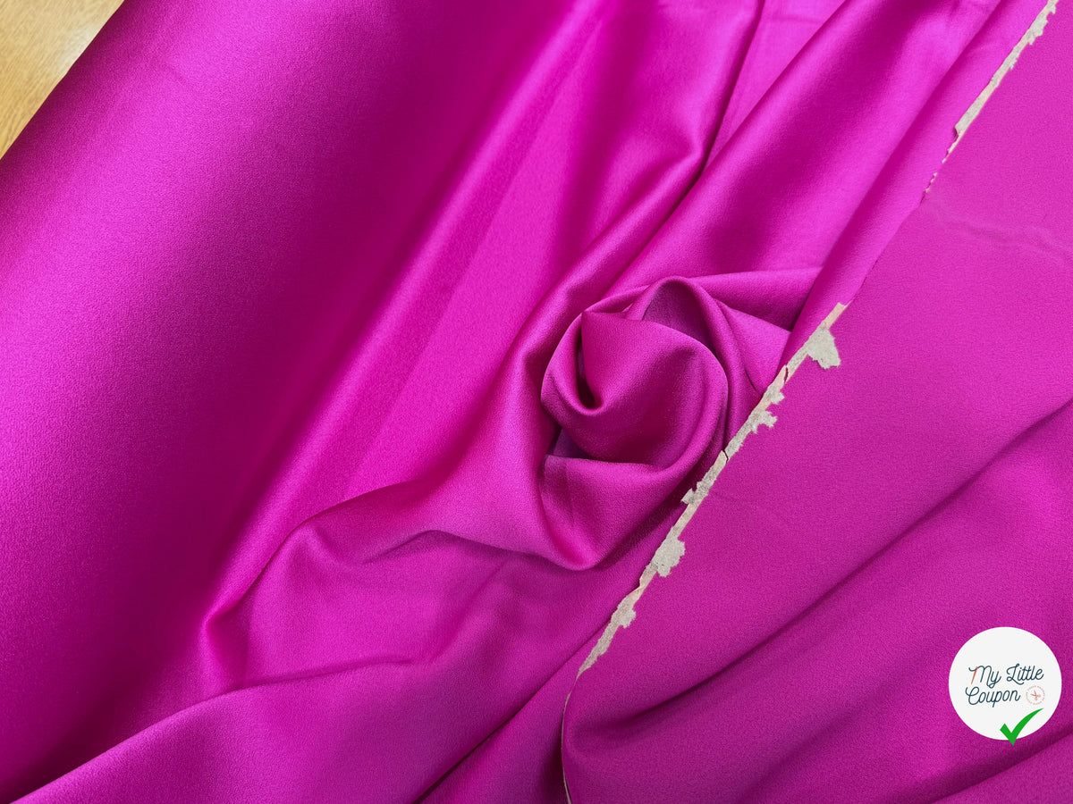 CREPE ENVERS SATIN LOURD ACETATE VISCOSE ROSE FUSHIA ULTRA BEAU - My Little Coupon