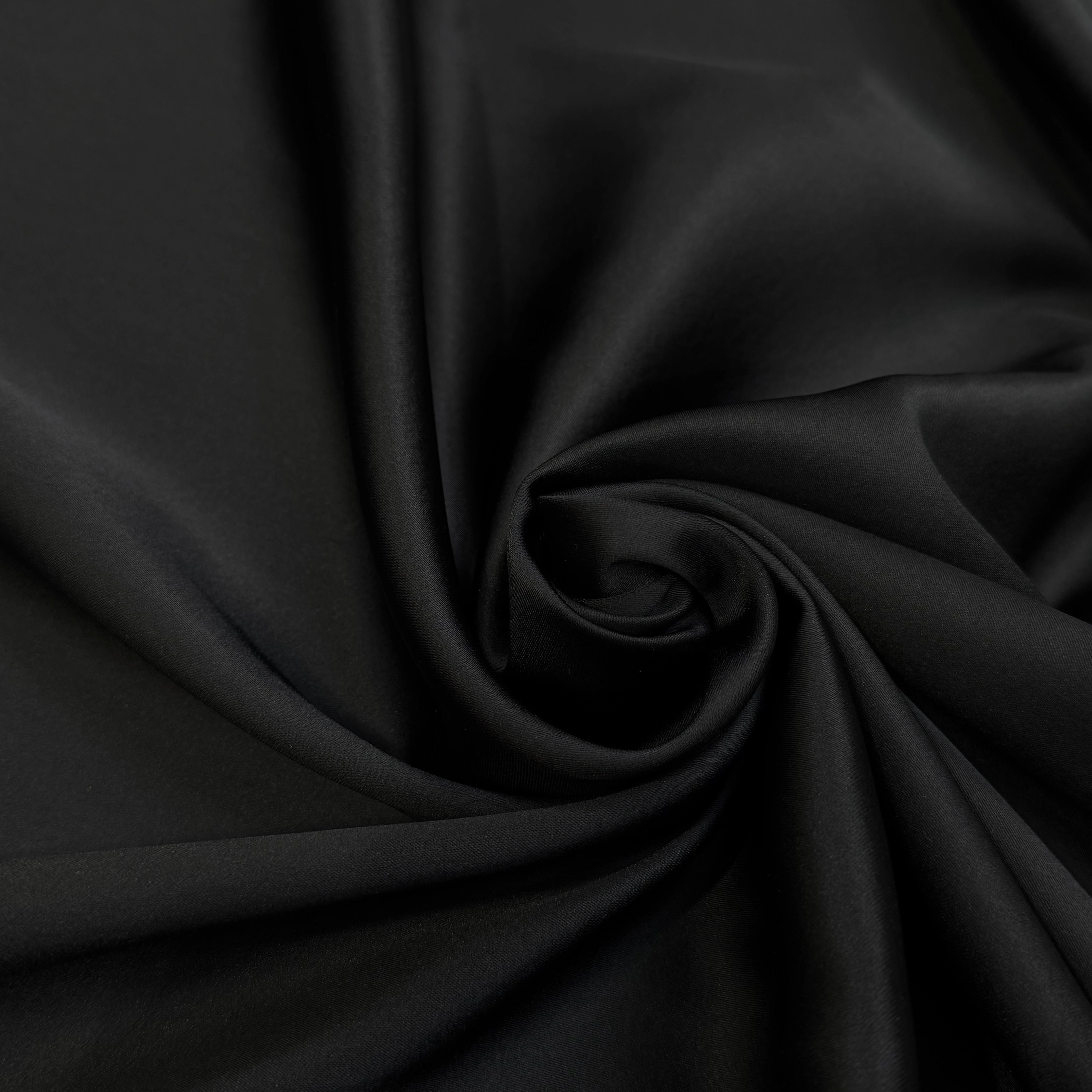CREPE ENVERS SATIN LOURD FROIDE ACETATE VISCOSE NOIR STRETCH - My Little Coupon
