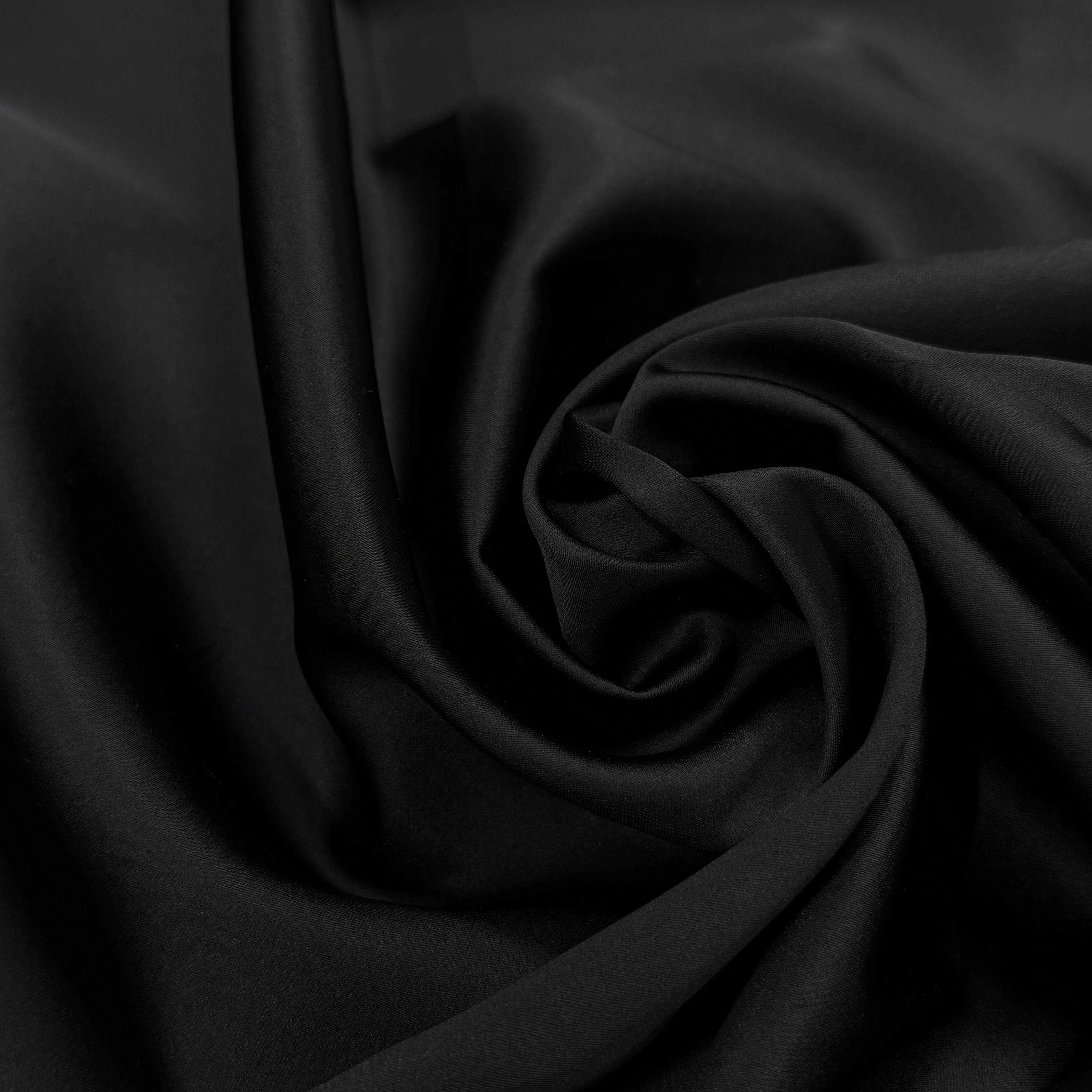 CREPE ENVERS SATIN LOURD FROIDE ACETATE VISCOSE NOIR STRETCH - My Little Coupon