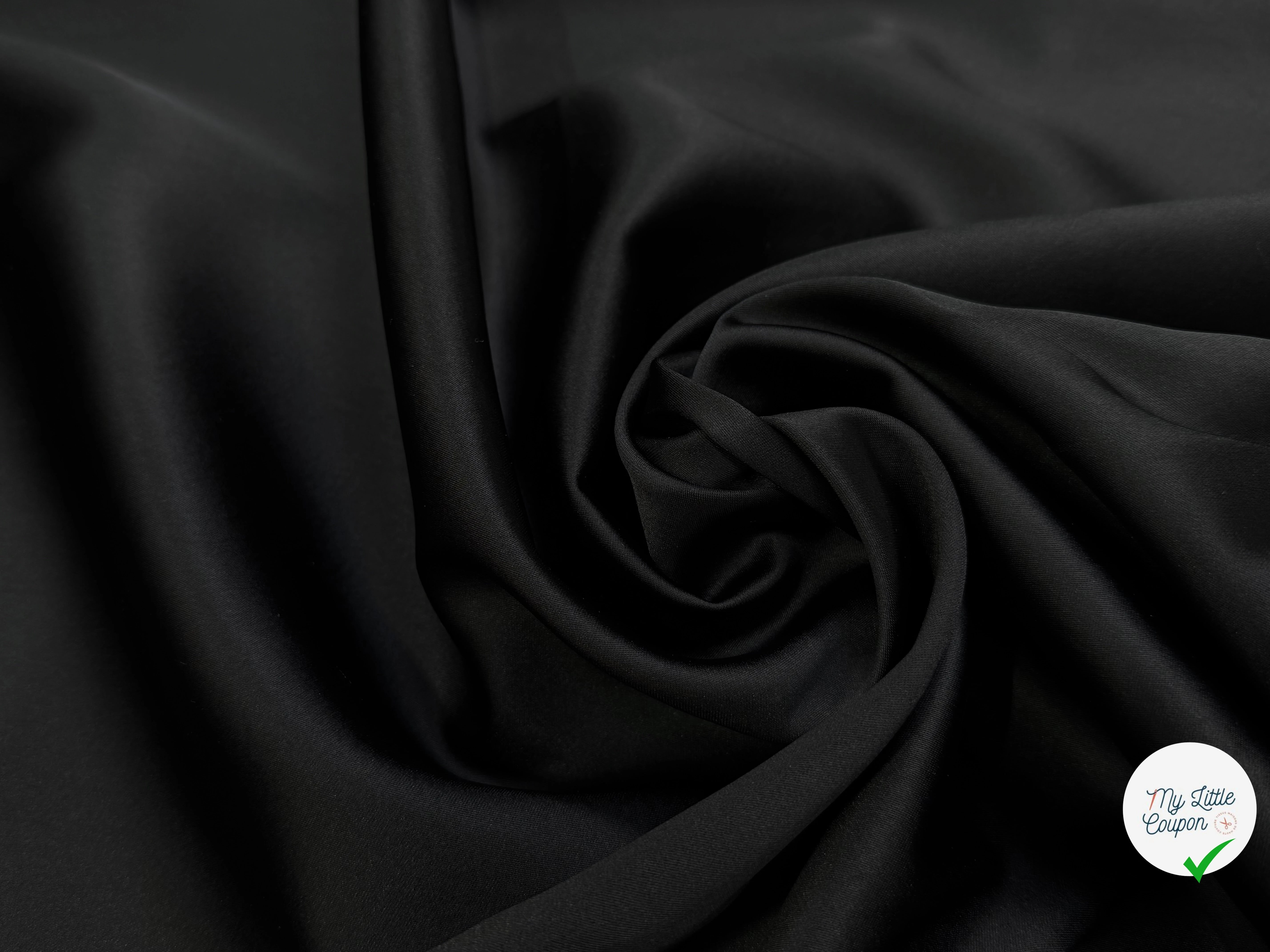 CREPE ENVERS SATIN LOURD FROIDE ACETATE VISCOSE NOIR STRETCH - My Little Coupon