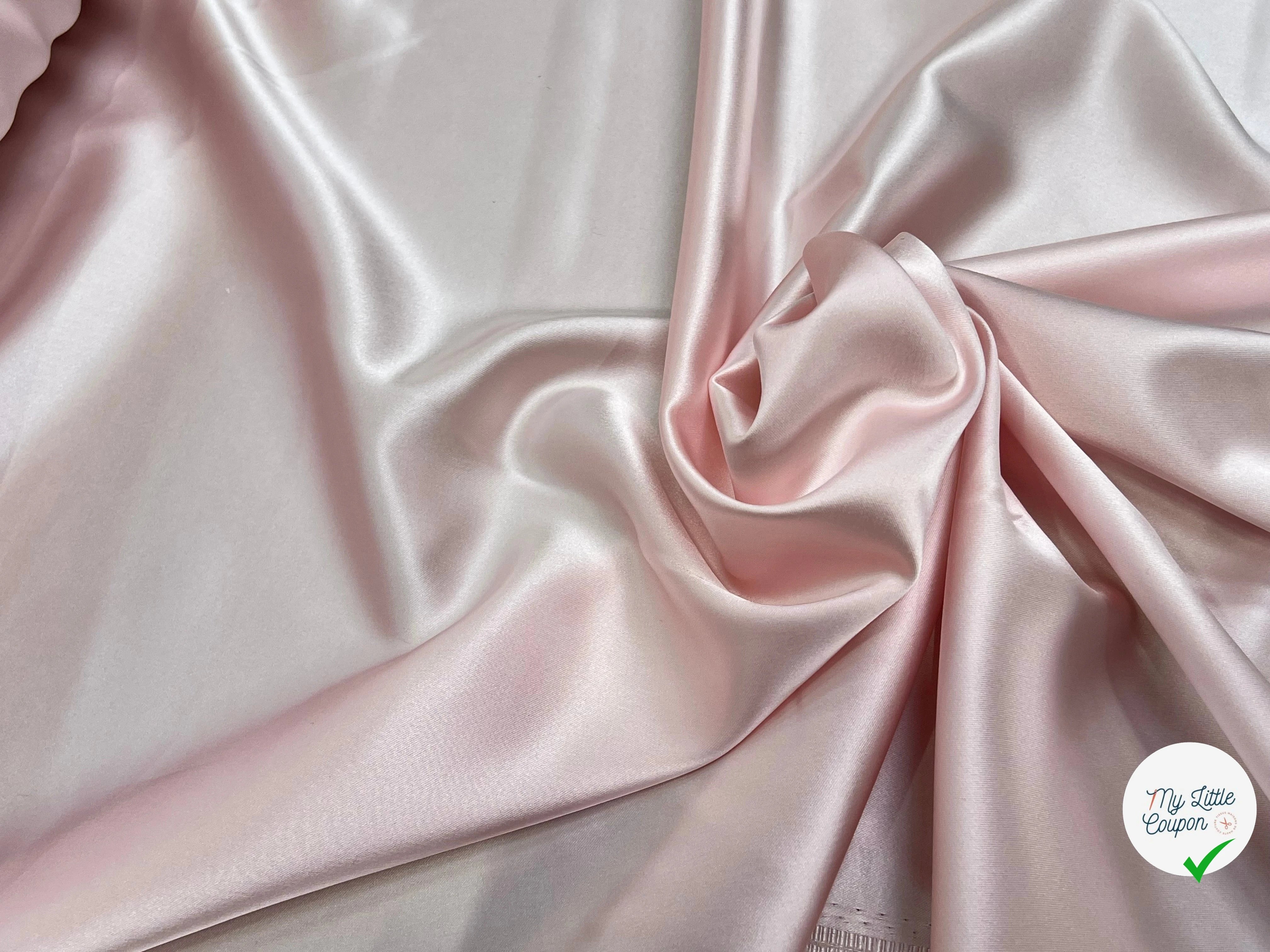 CREPE ENVERS SATIN LOURD ROSE PALE STRETCH - My Little Coupon
