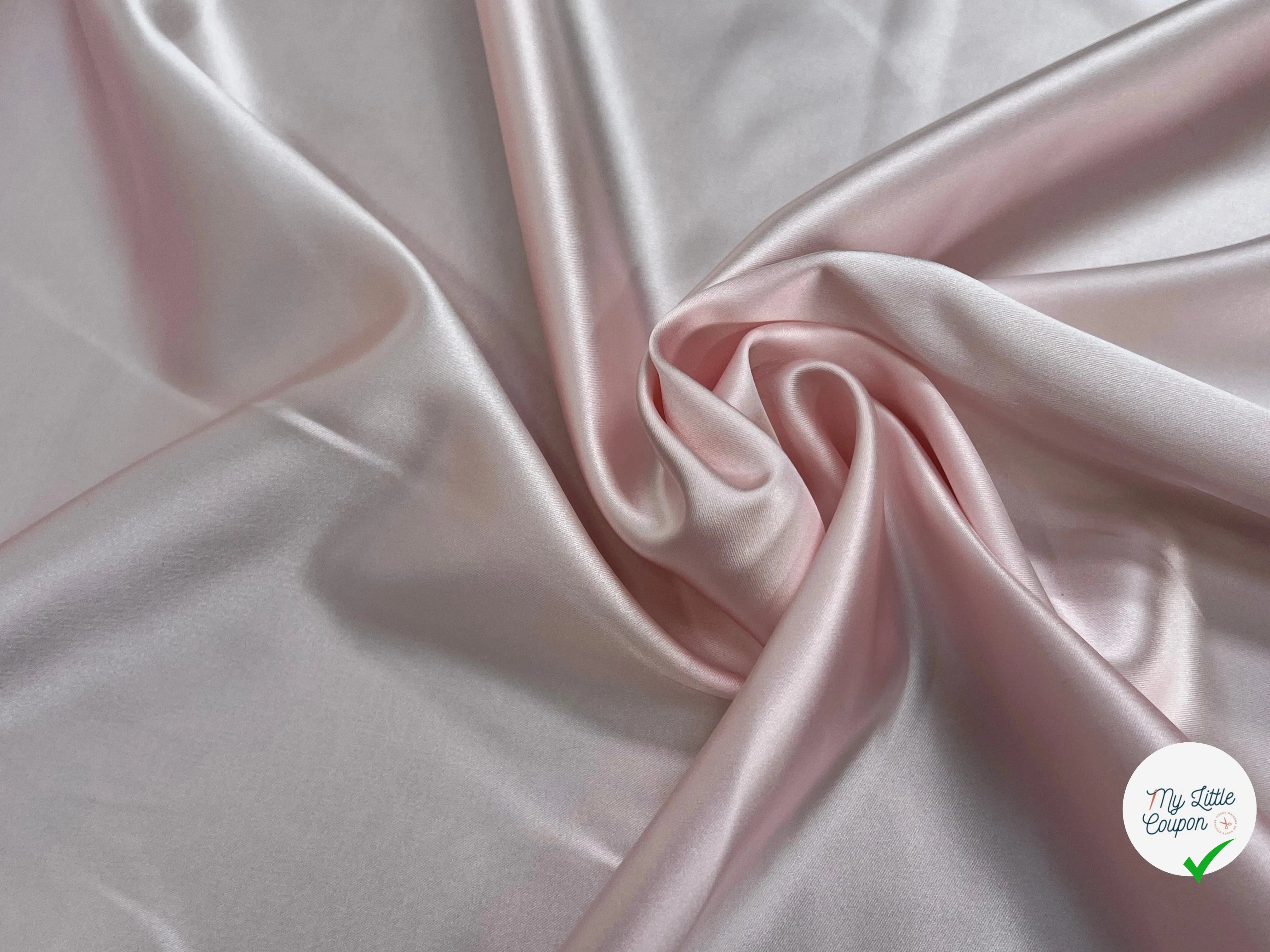 CREPE ENVERS SATIN LOURD ROSE PALE STRETCH - My Little Coupon