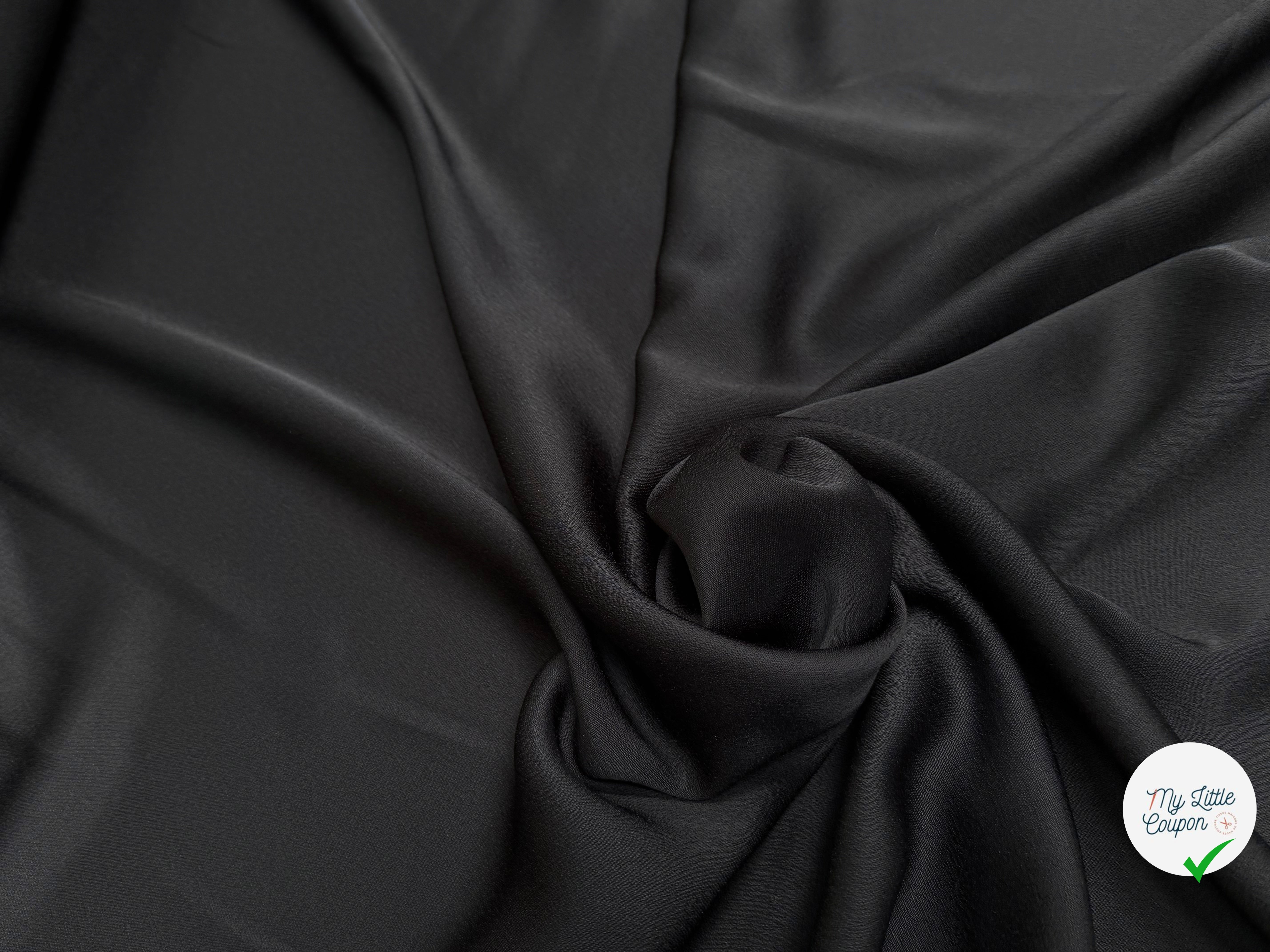 CREPE ENVERS SATIN LOURD TRÈS BEAU TOMBÉ NOIR 390 - My Little Coupon