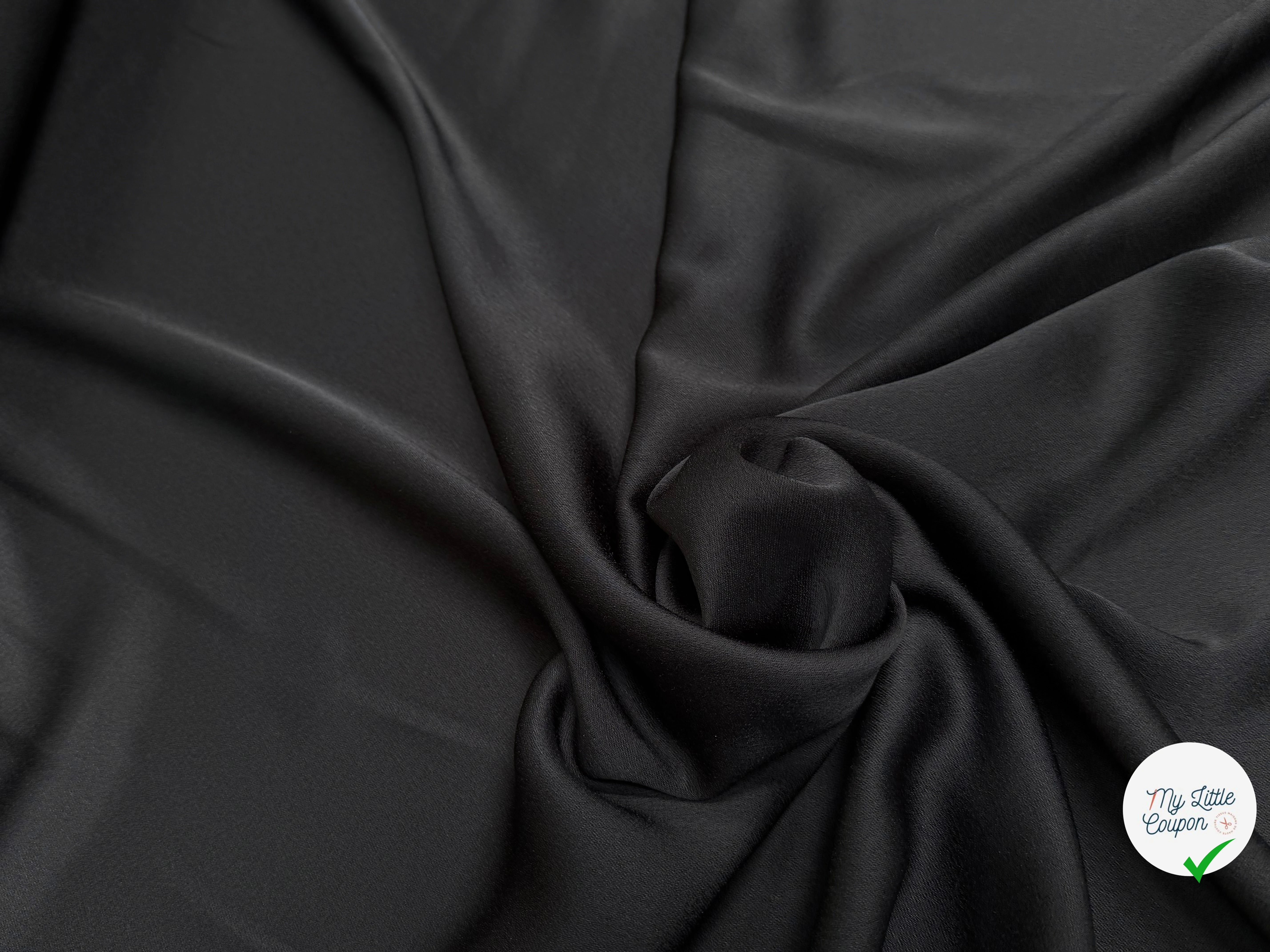 CREPE ENVERS SATIN LOURD TRÈS BEAU TOMBÉ NOIR 390 - My Little Coupon
