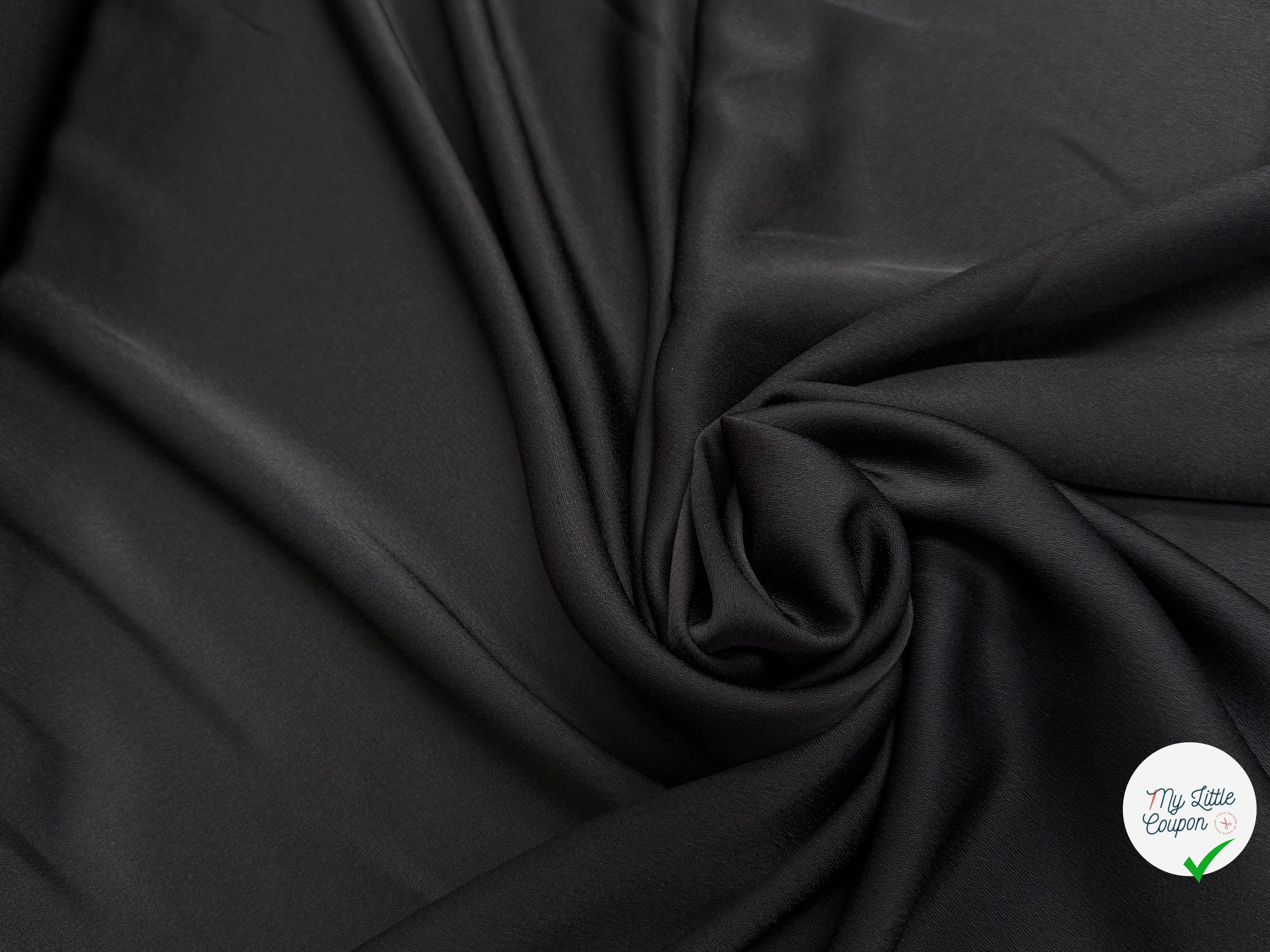 CREPE ENVERS SATIN LOURD TRÈS BEAU TOMBÉ NOIR 390 - My Little Coupon