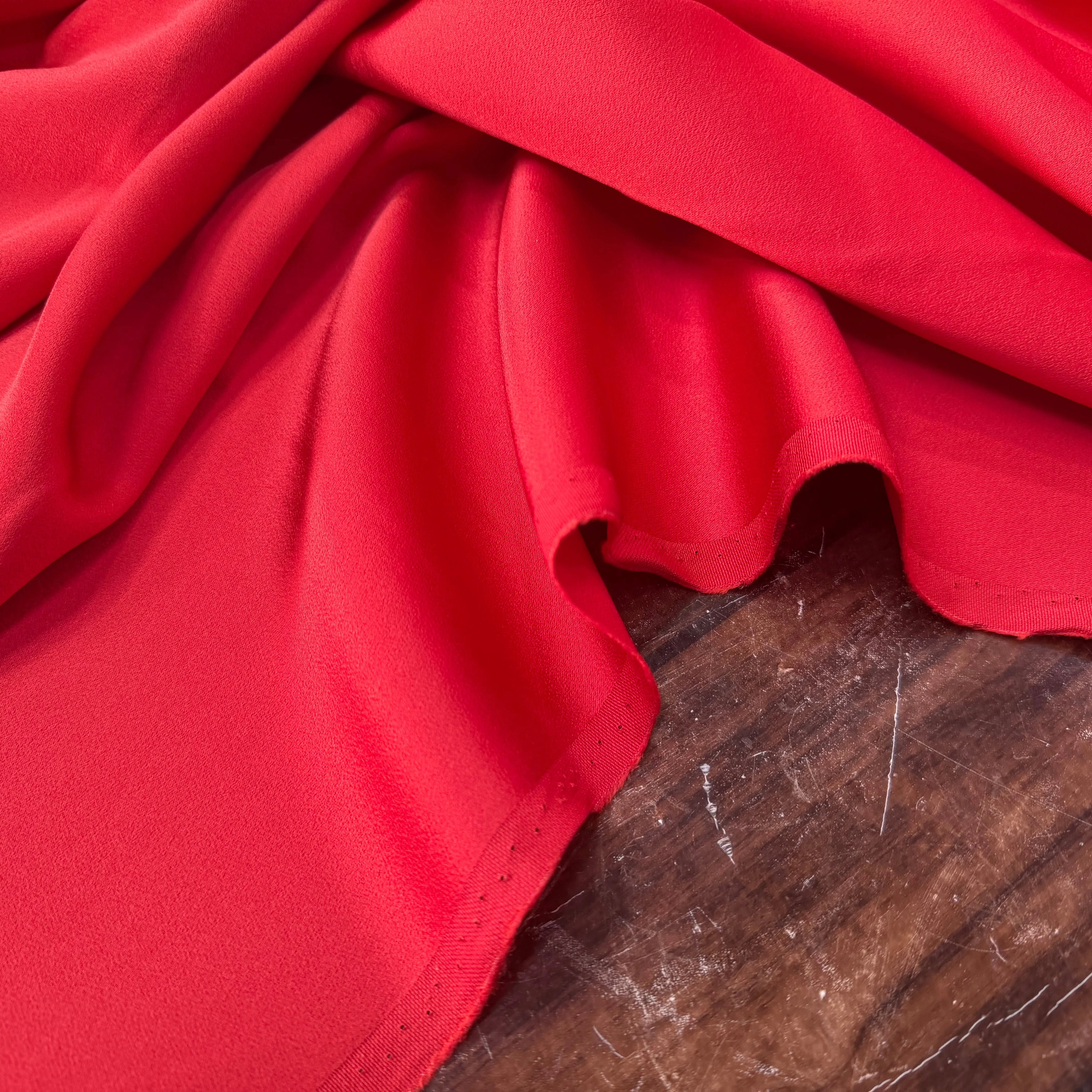 CREPE ENVERS SATIN MAT ROUGE ORANGE QUALITÉ HAUTE COUTURE - My Little Coupon