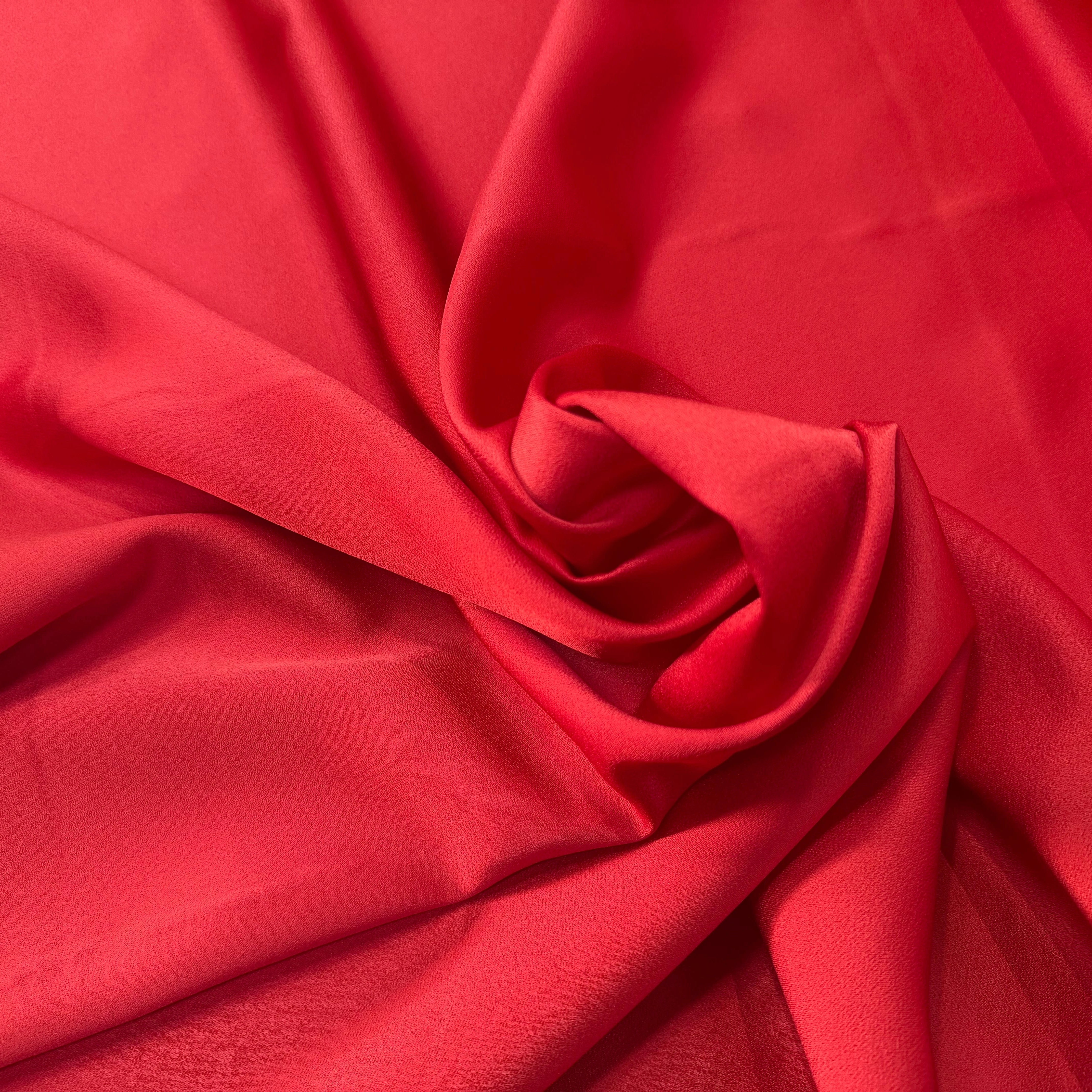 CREPE ENVERS SATIN MAT ROUGE ORANGE QUALITÉ HAUTE COUTURE - My Little Coupon