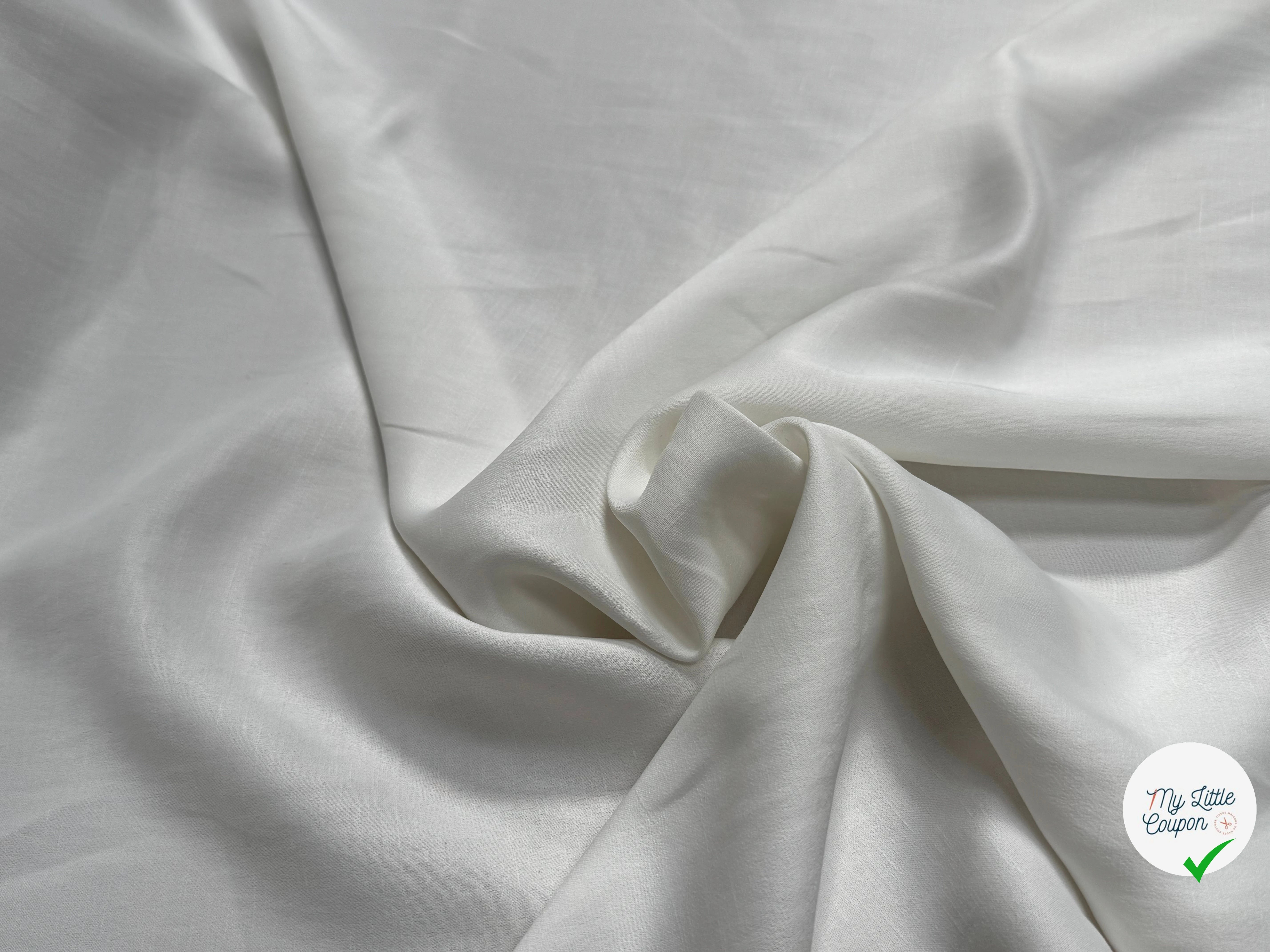 CREPE ENVERS SATIN TEXTURÉ SHANTUNG 100% VISCOSE BLANC BEAU TOMBÉ - My Little Coupon
