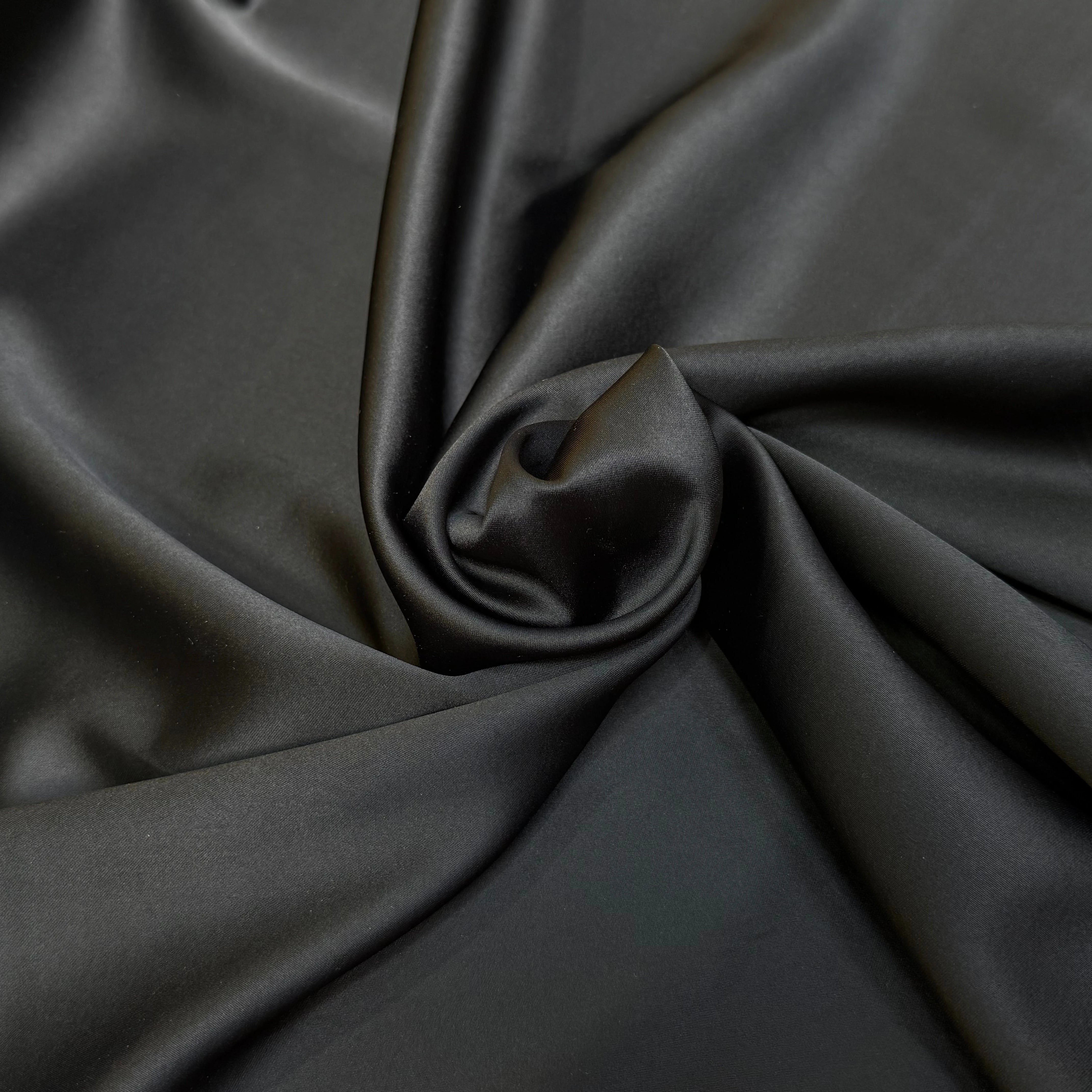 CREPE ENVERS SATIN VISCOSE ACETATE NOIR BEAU TOMBÉ STRETCH - My Little Coupon