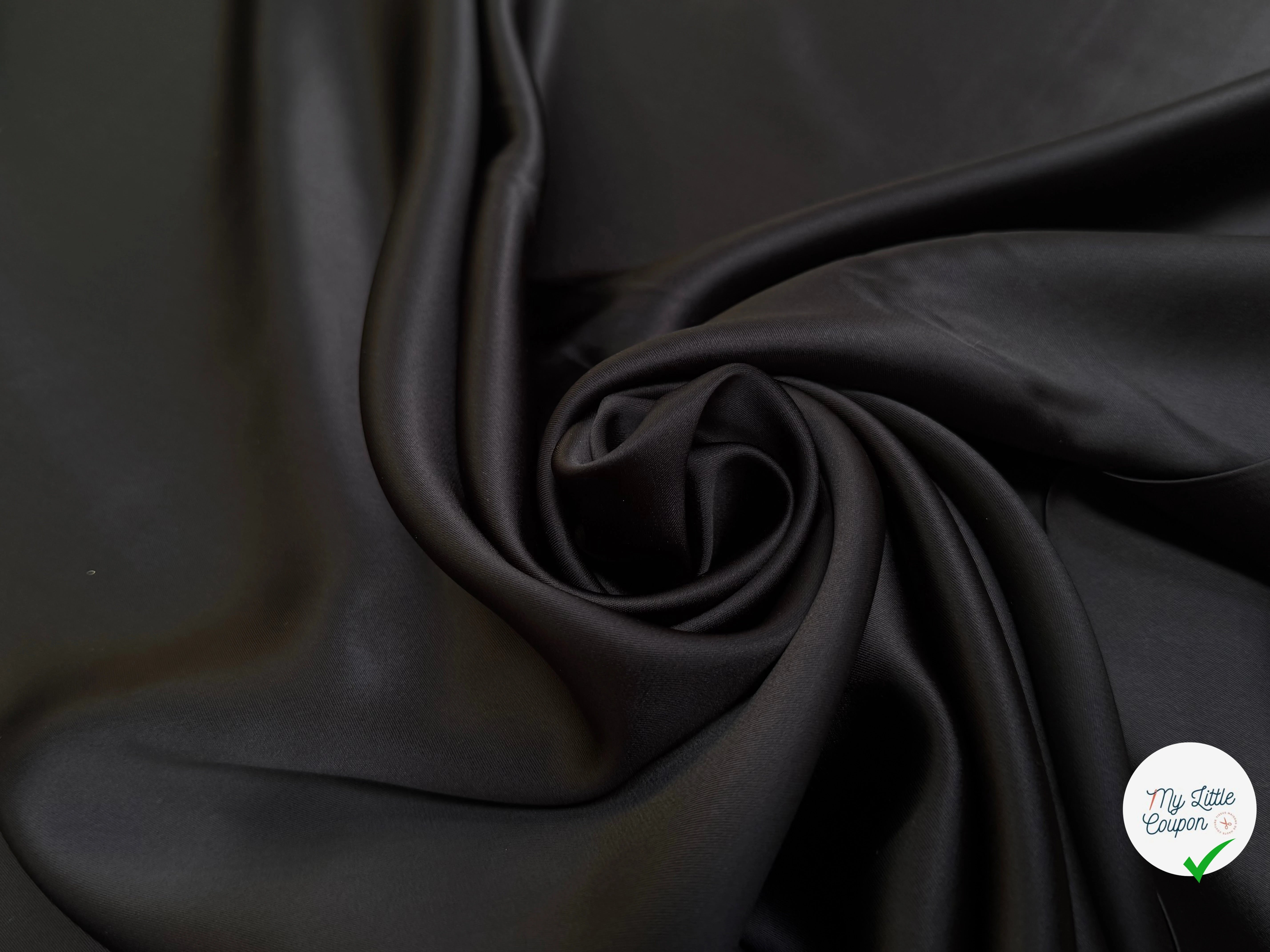 CREPE ENVERS SATIN VISCOSE BEAU TOMBÉ BROWN NOIR - My Little Coupon