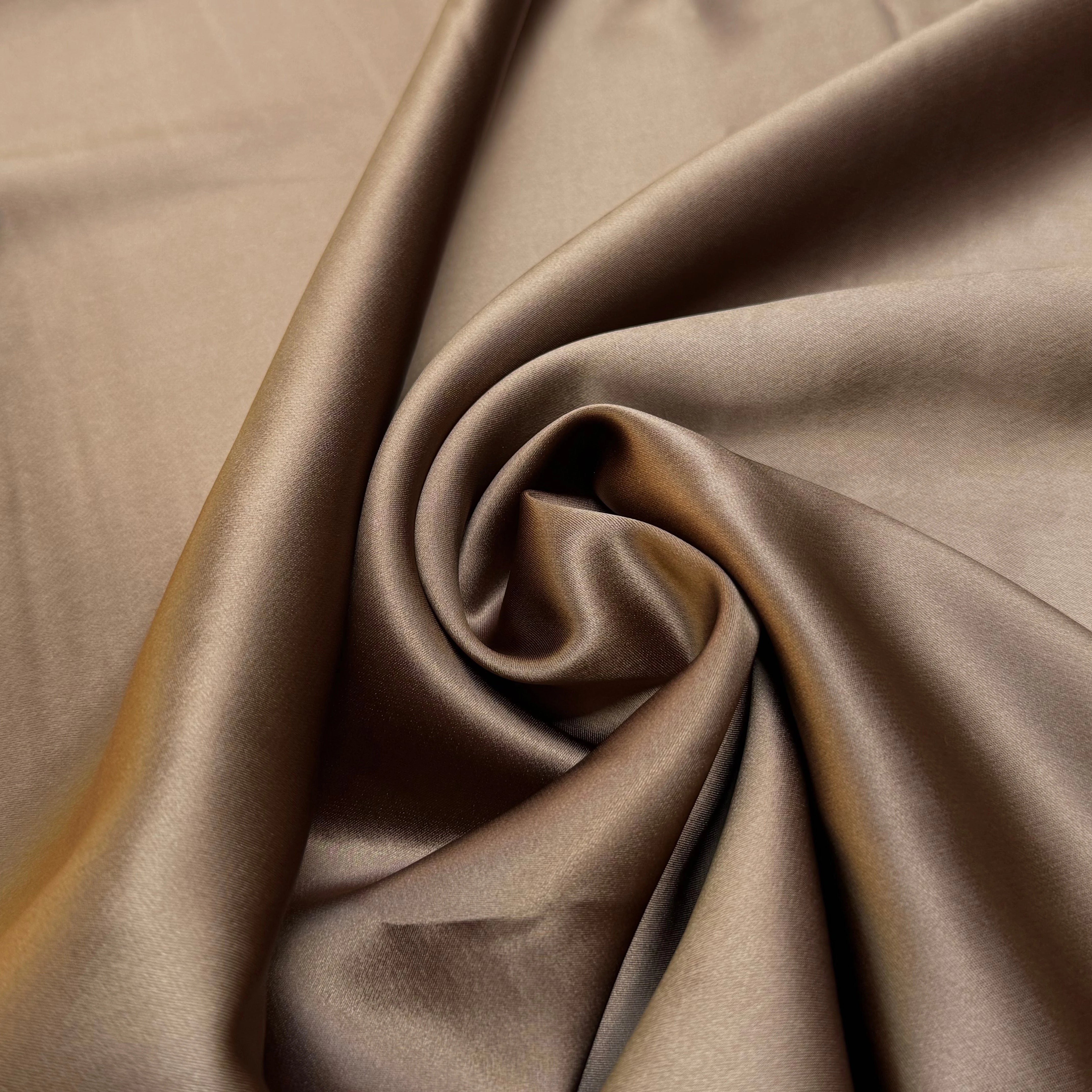 CREPE ENVERS SATIN VISCOSE BEAU TOMBÉ MARRON GLACÉ - My Little Coupon