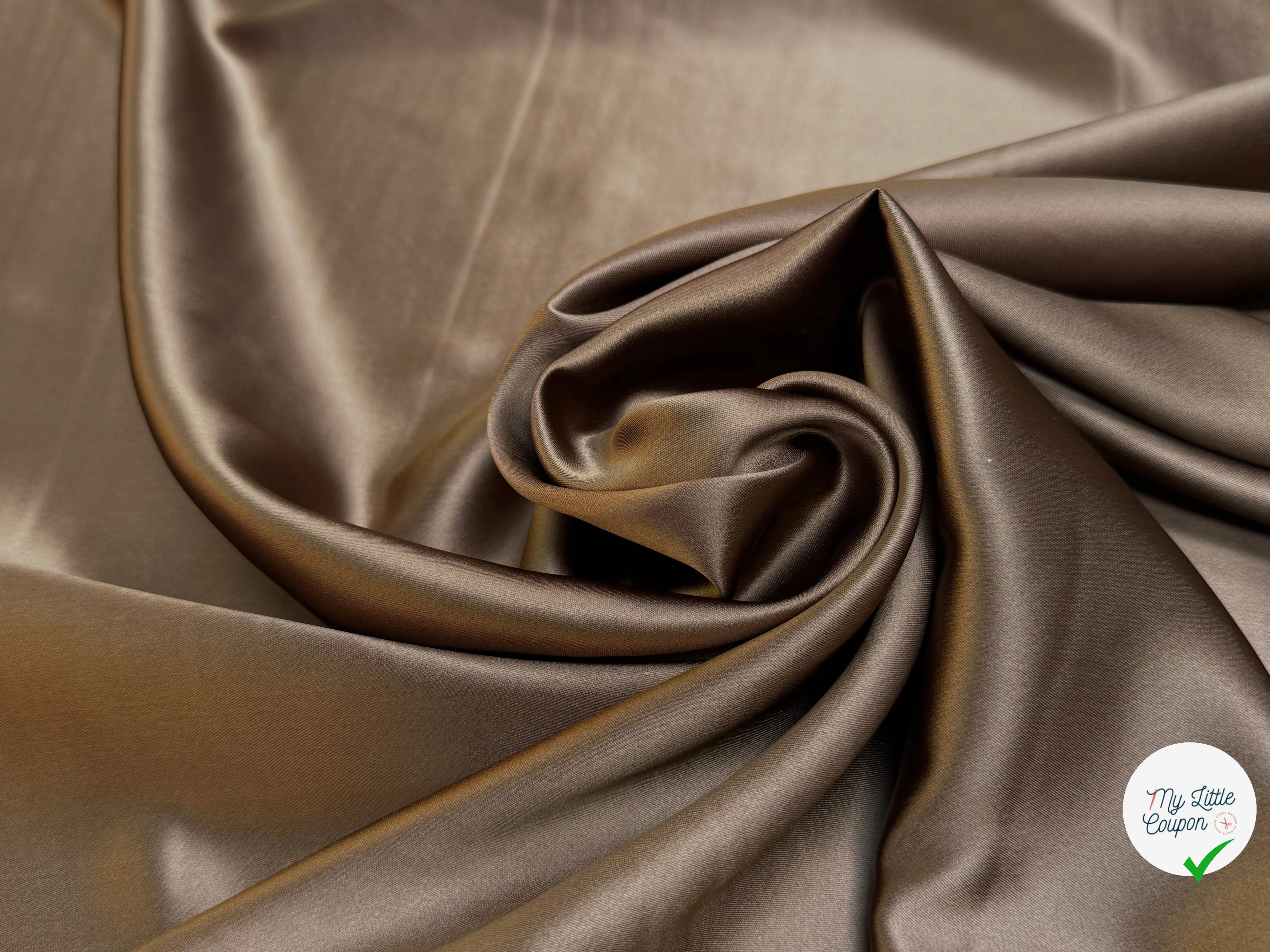 CREPE ENVERS SATIN VISCOSE BEAU TOMBÉ MARRON GLACÉ - My Little Coupon