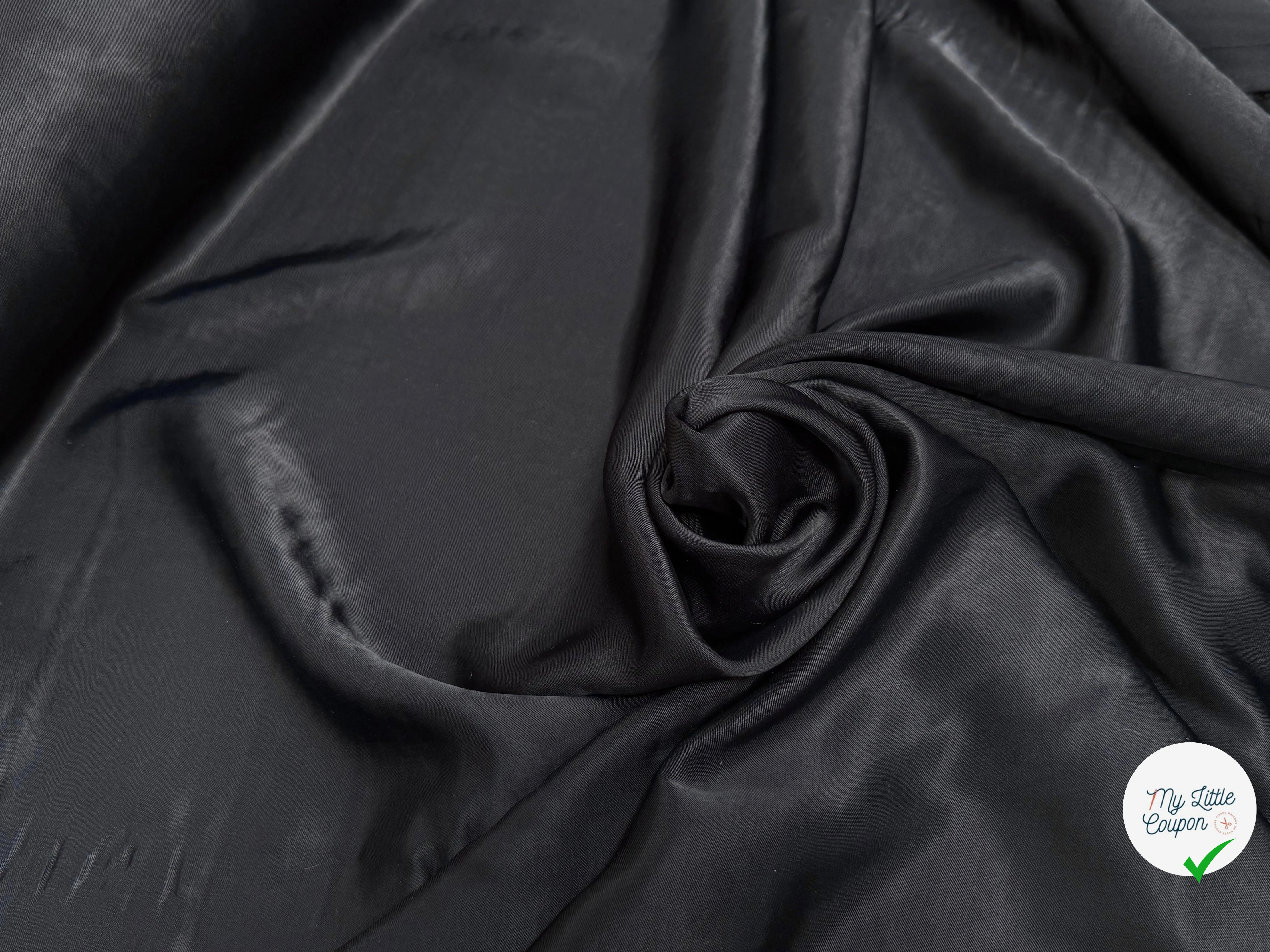 CREPE ENVERS SATIN VISCOSE FLUIDE NOIR BEAU TOUCHER - My Little Coupon