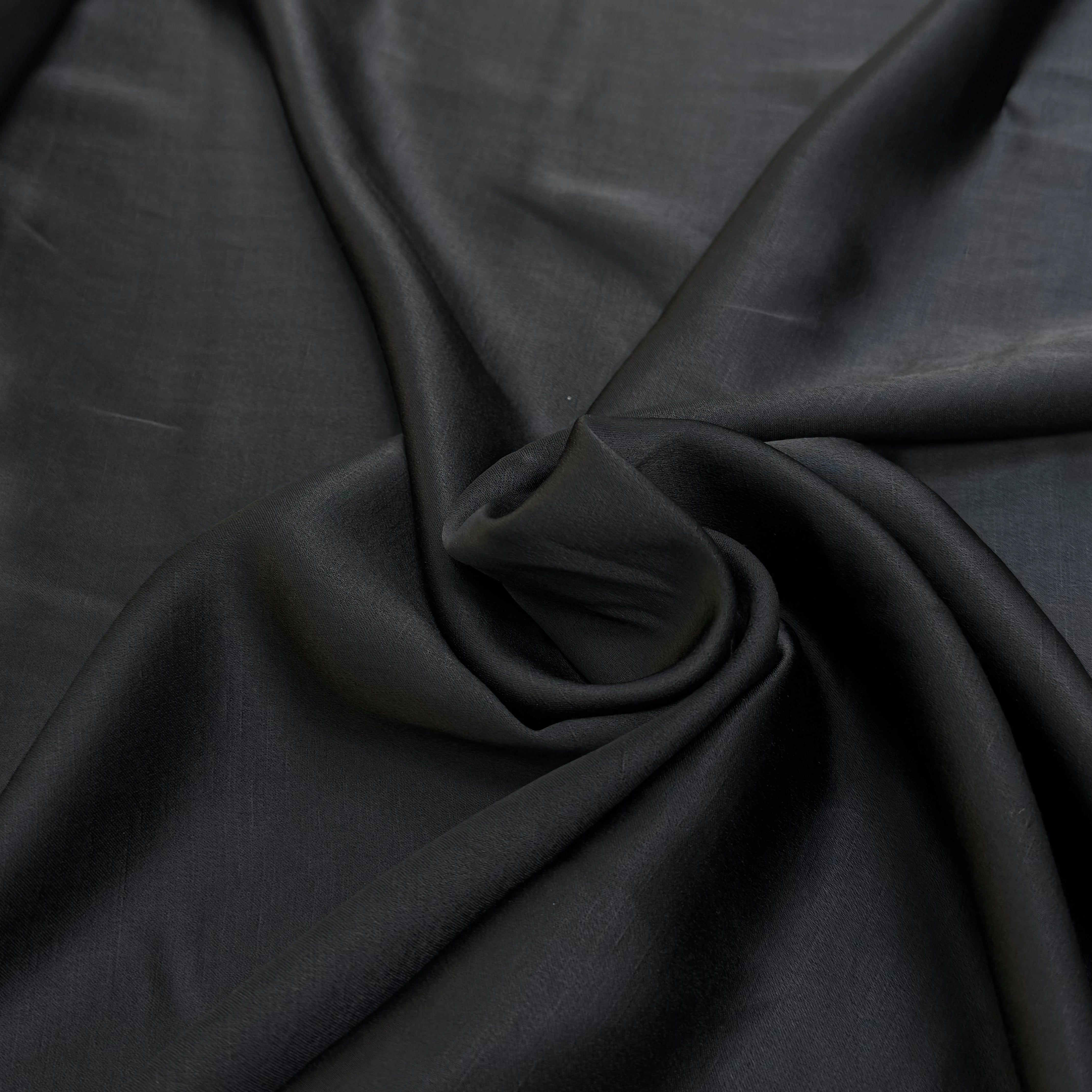 CREPE ENVERS SATIN VISCOSE TEXTURÉ SHANTUNG COUTURE NOIR - My Little Coupon