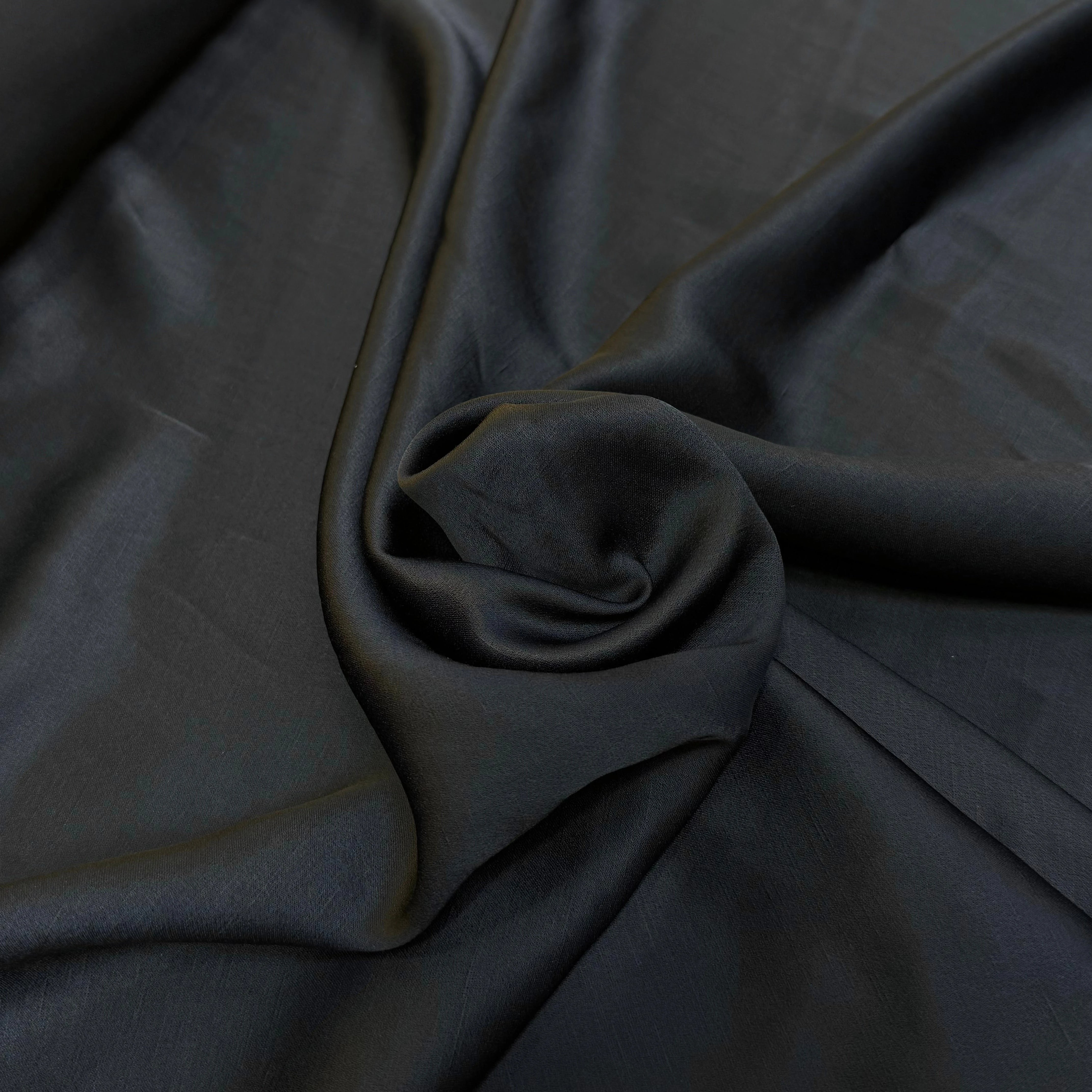 CREPE ENVERS SATIN VISCOSE TEXTURÉ SHANTUNG COUTURE NOIR - My Little Coupon