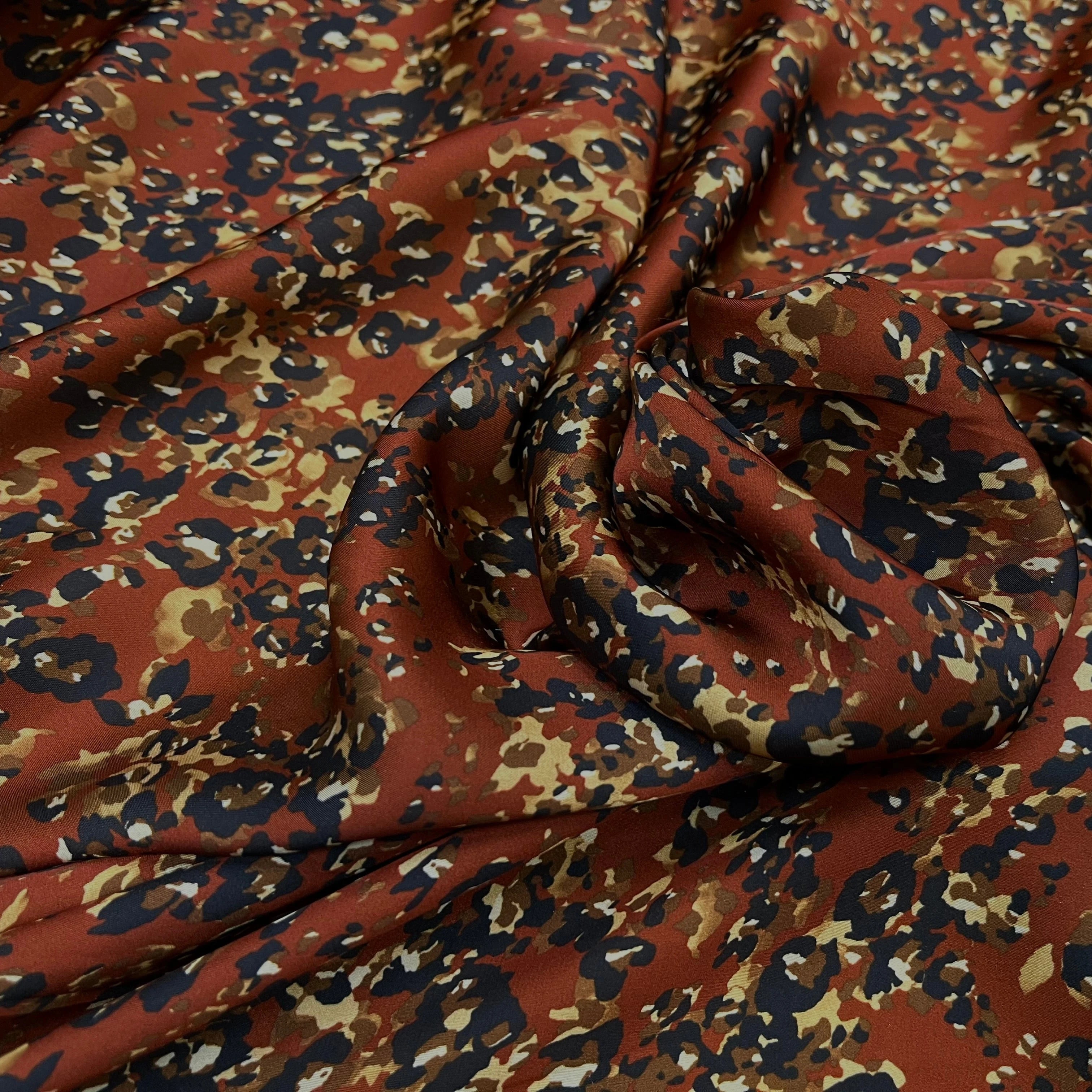 CREPE FLEURS ABSTRAITE NOIR&FOND MARRON ET FLUIDE - My Little Coupon