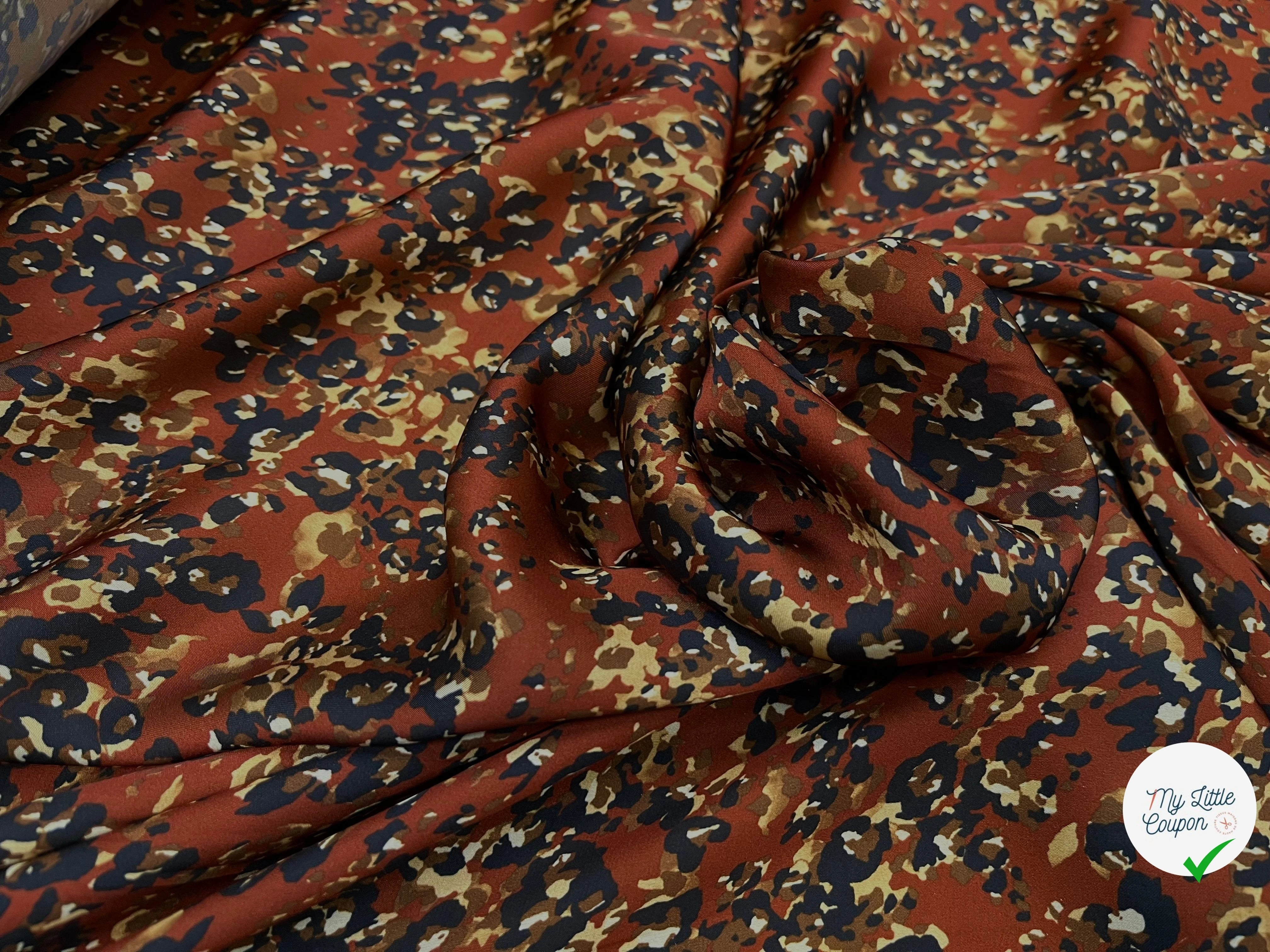 CREPE FLEURS ABSTRAITE NOIR&FOND MARRON ET FLUIDE - My Little Coupon