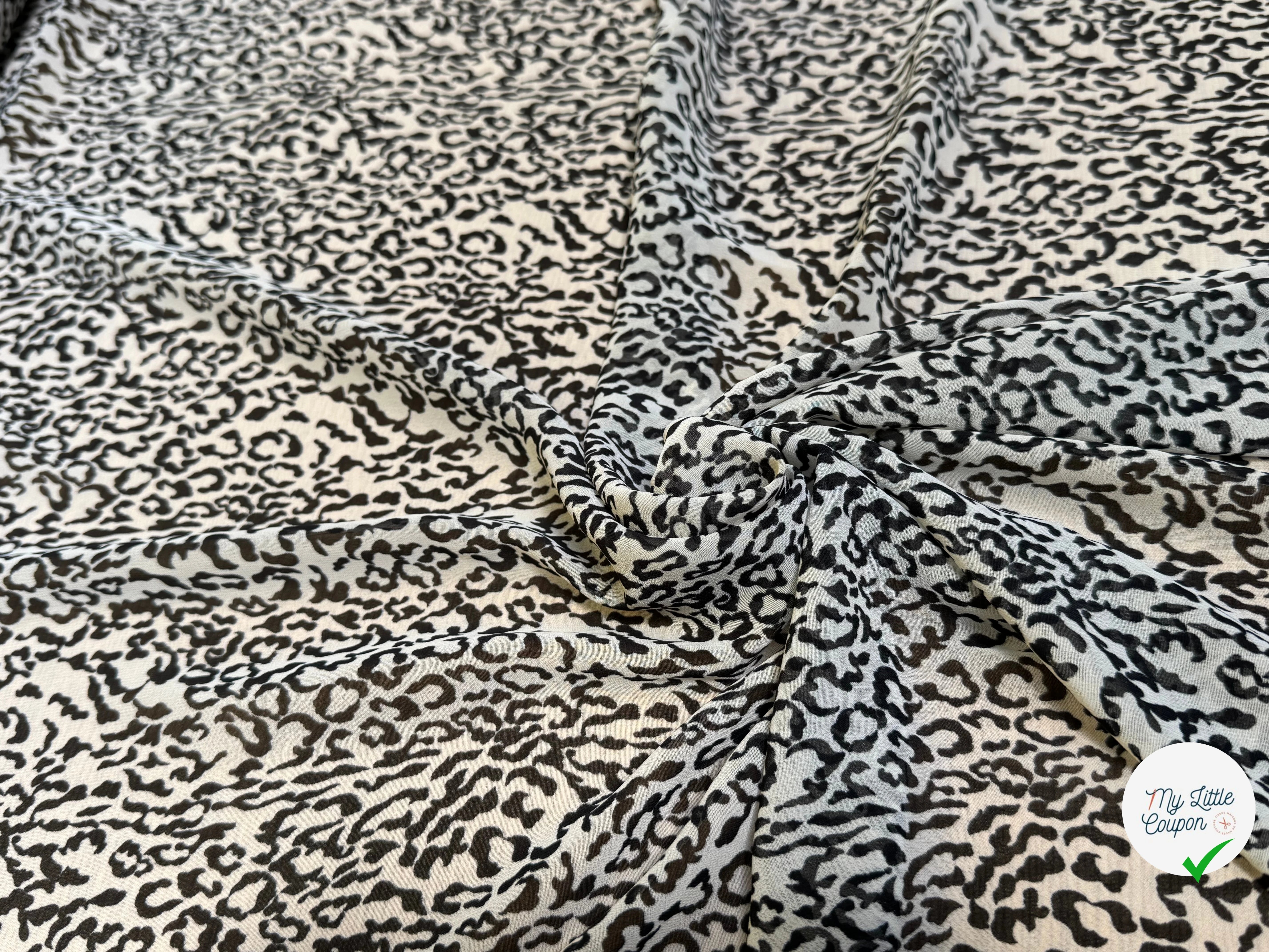 CREPE FLUIDE FOND ÉCRU MOTIF ANIMAL NOIR - My Little Coupon