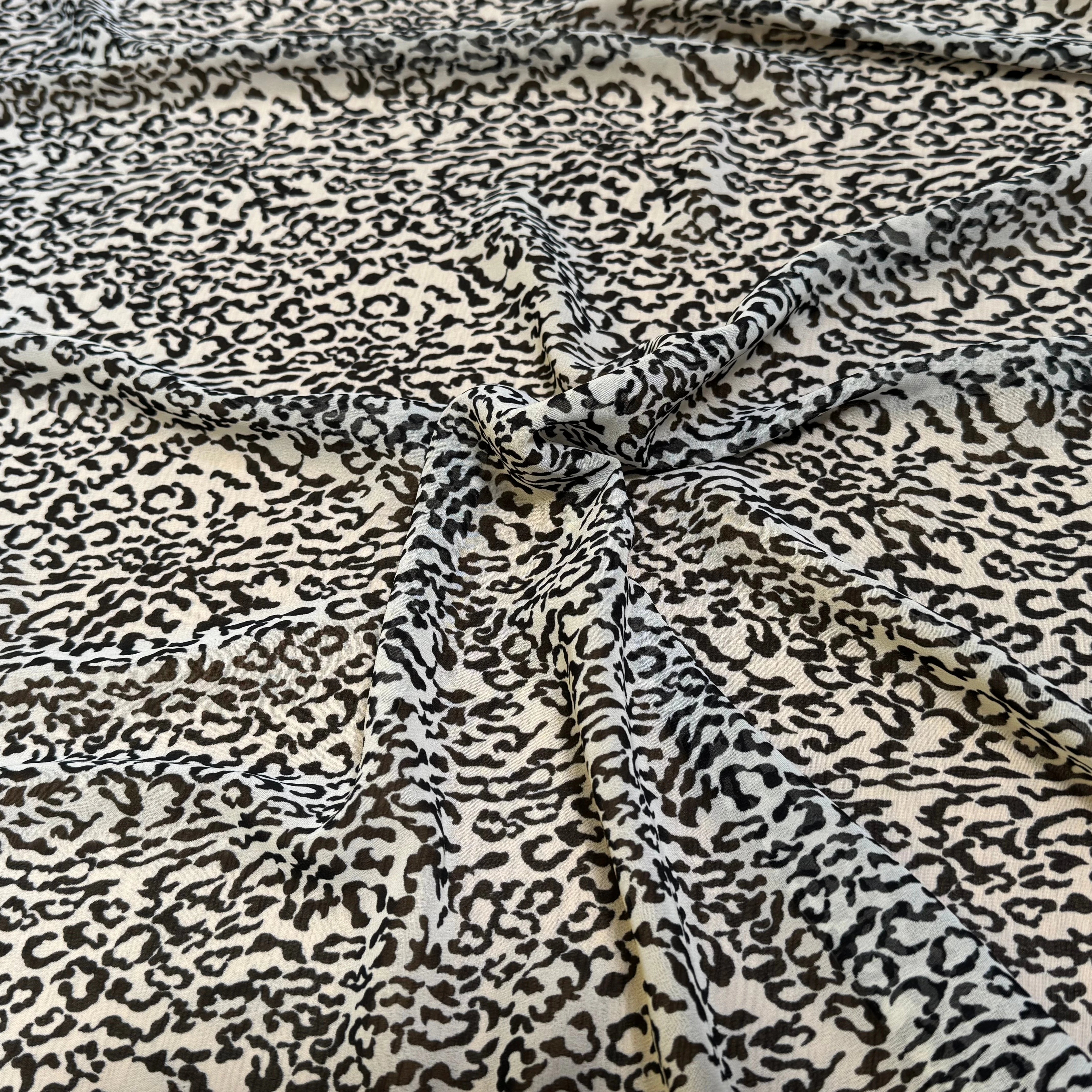 CREPE FLUIDE FOND ÉCRU MOTIF ANIMAL NOIR - My Little Coupon
