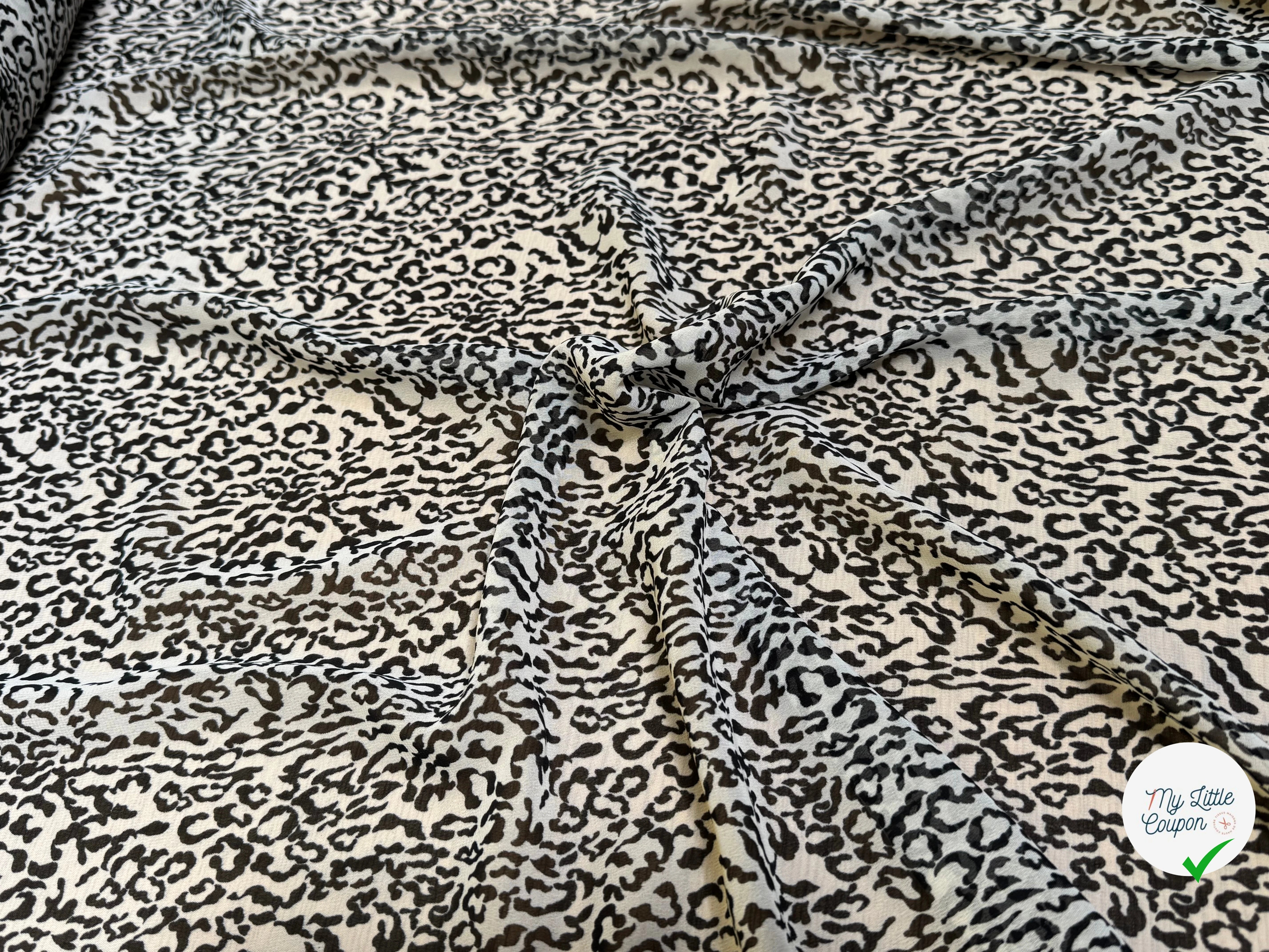 CREPE FLUIDE FOND ÉCRU MOTIF ANIMAL NOIR - My Little Coupon