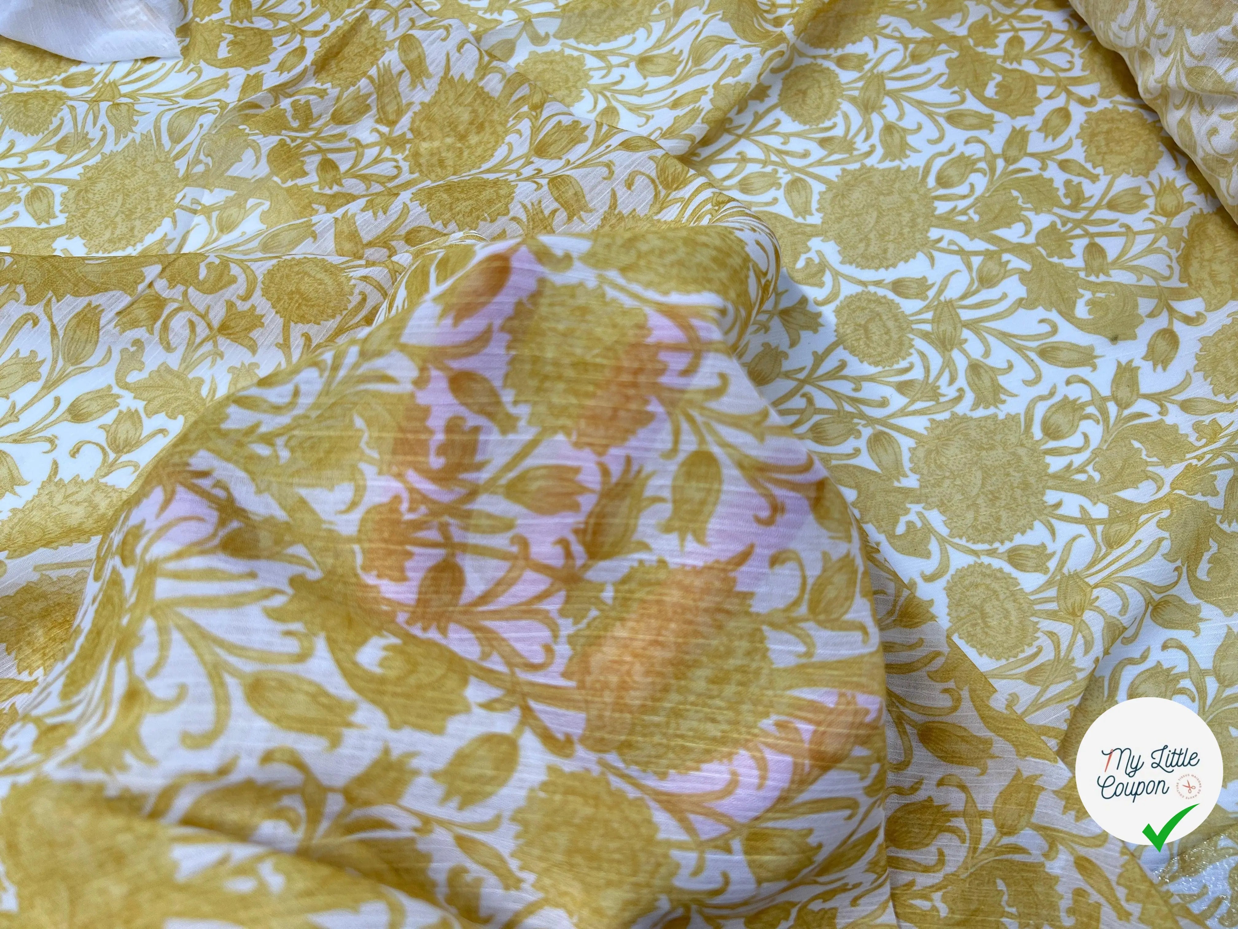 CRÊPE FROISSÉ ORNAMENT MUSTARD - My Little Coupon - tissu - coudre