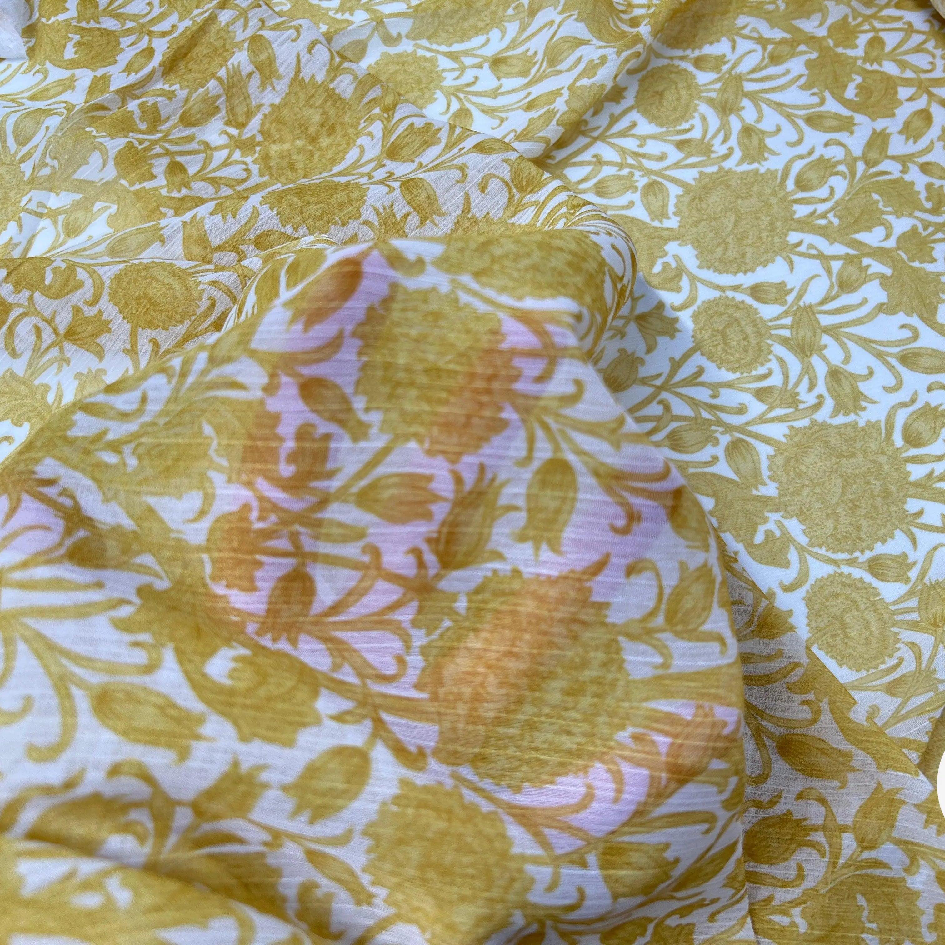 CRÊPE FROISSÉ ORNAMENT MUSTARD - My Little Coupon - tissu - coudre