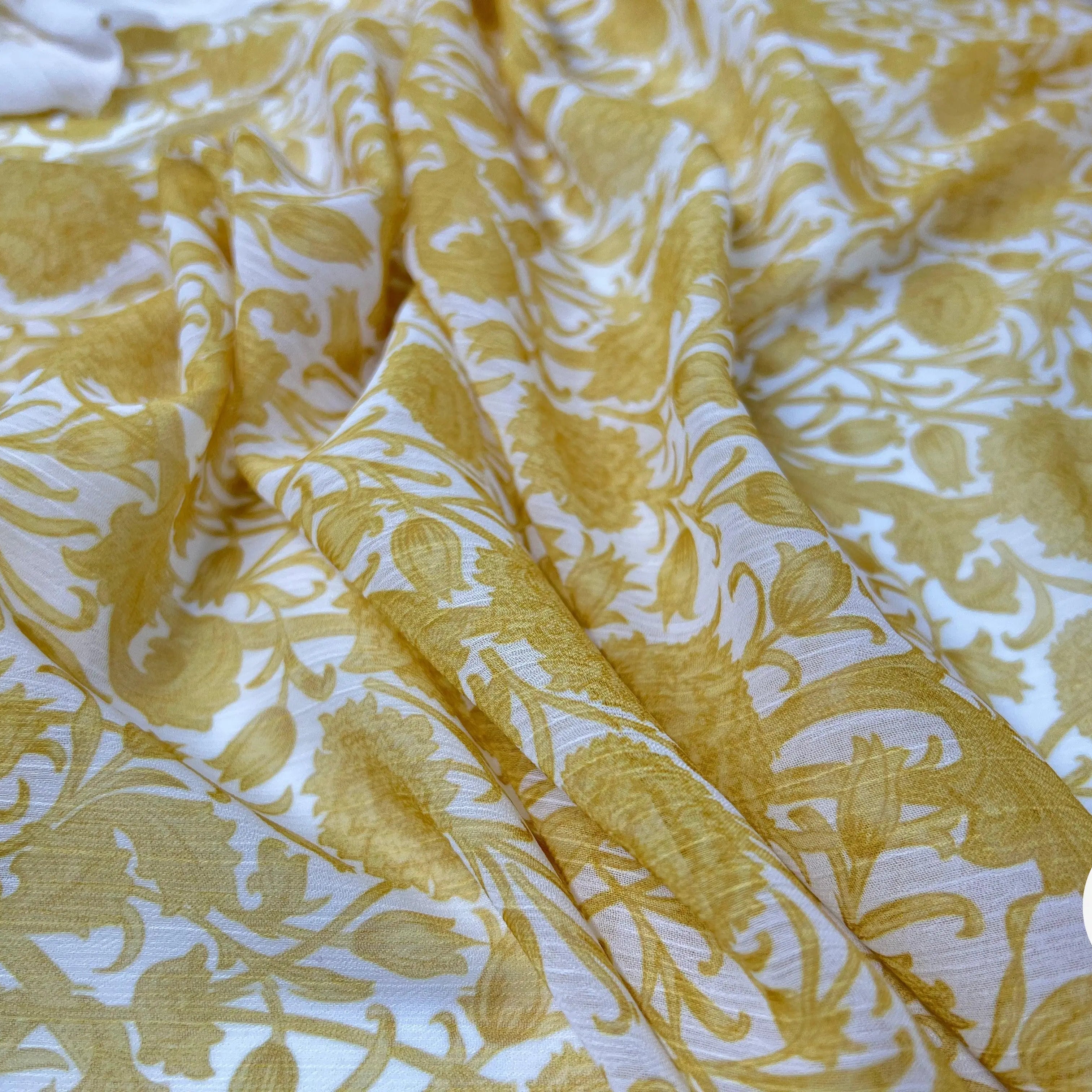 CRÊPE FROISSÉ ORNAMENT MUSTARD - My Little Coupon - tissu - coudre