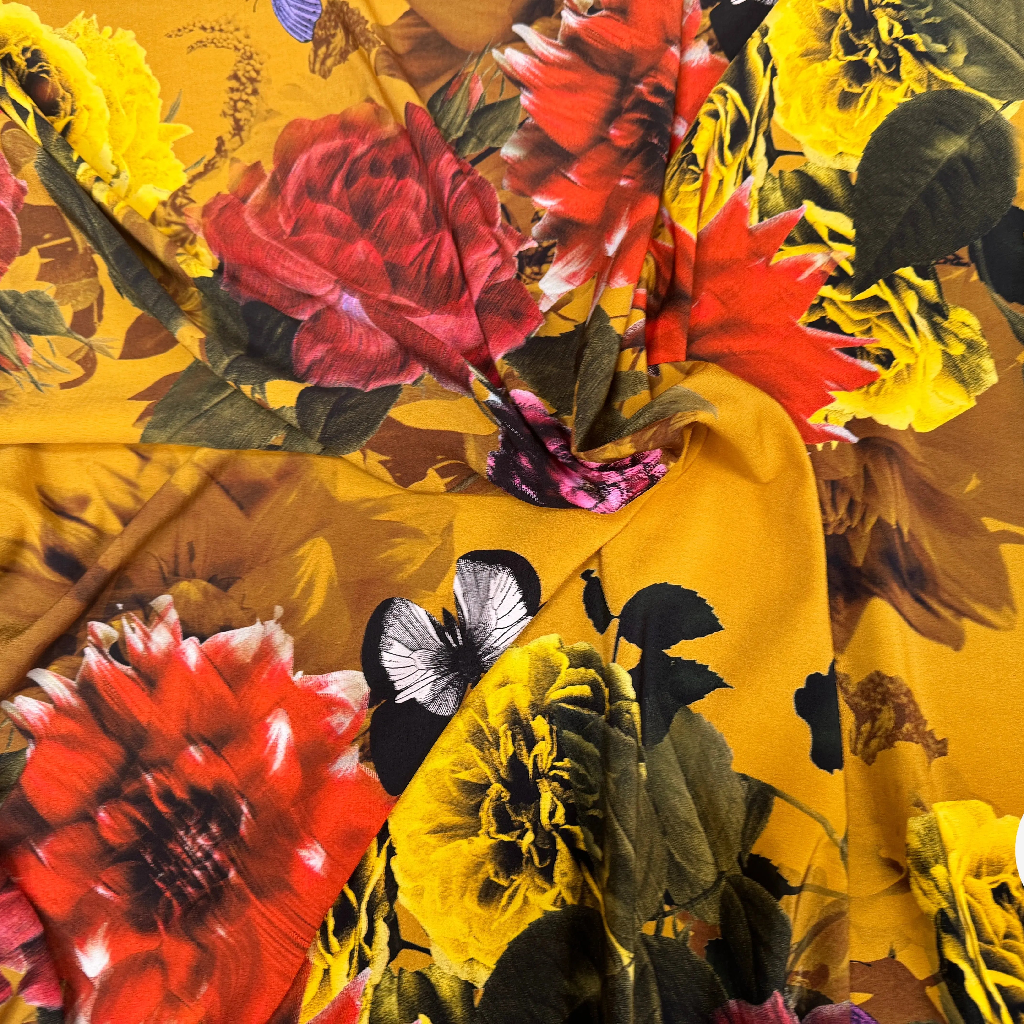 CREPE GAUFFRÉ JAUNE PAPILLONS & FLEURS - My Little Coupon