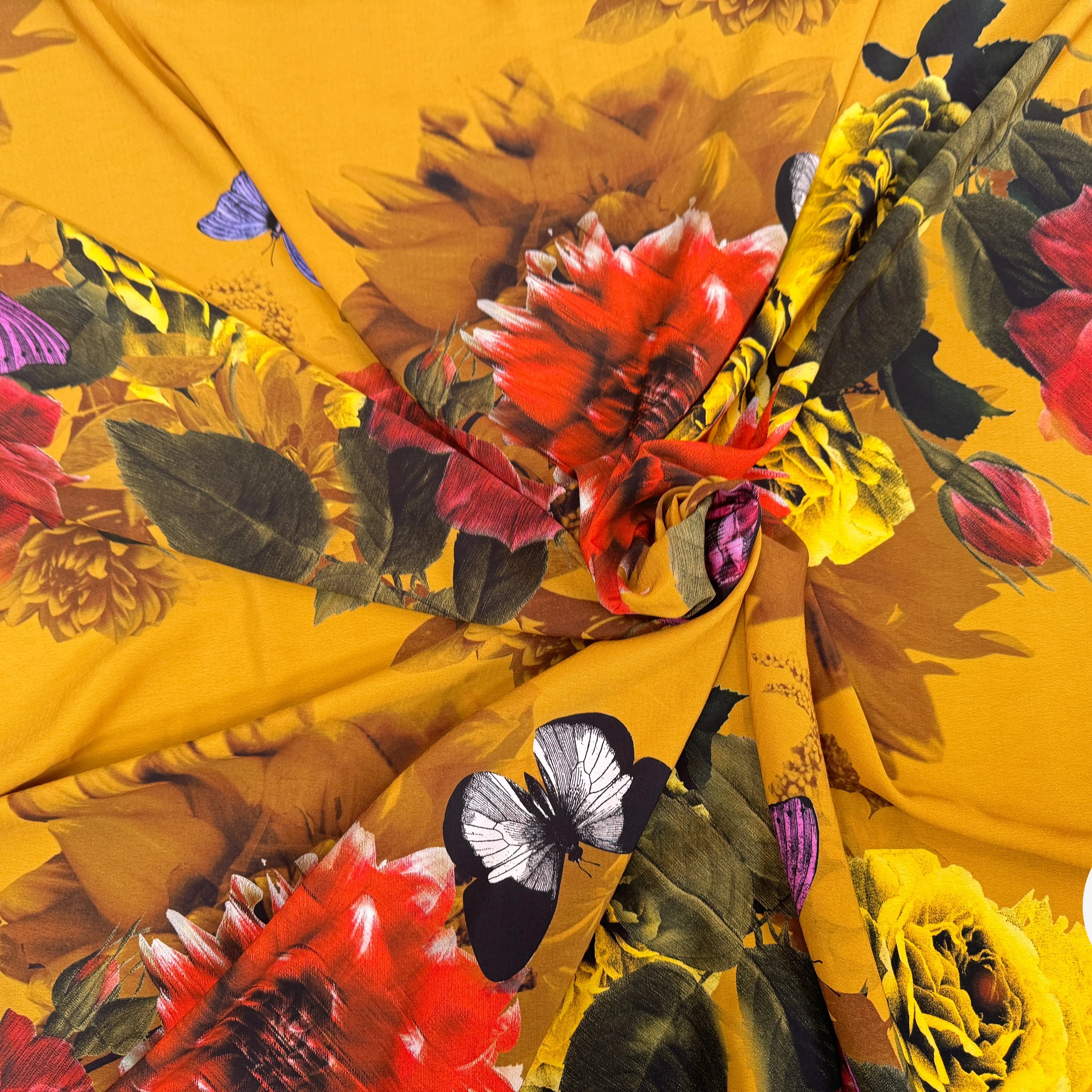 CREPE GAUFFRÉ JAUNE PAPILLONS & FLEURS - My Little Coupon