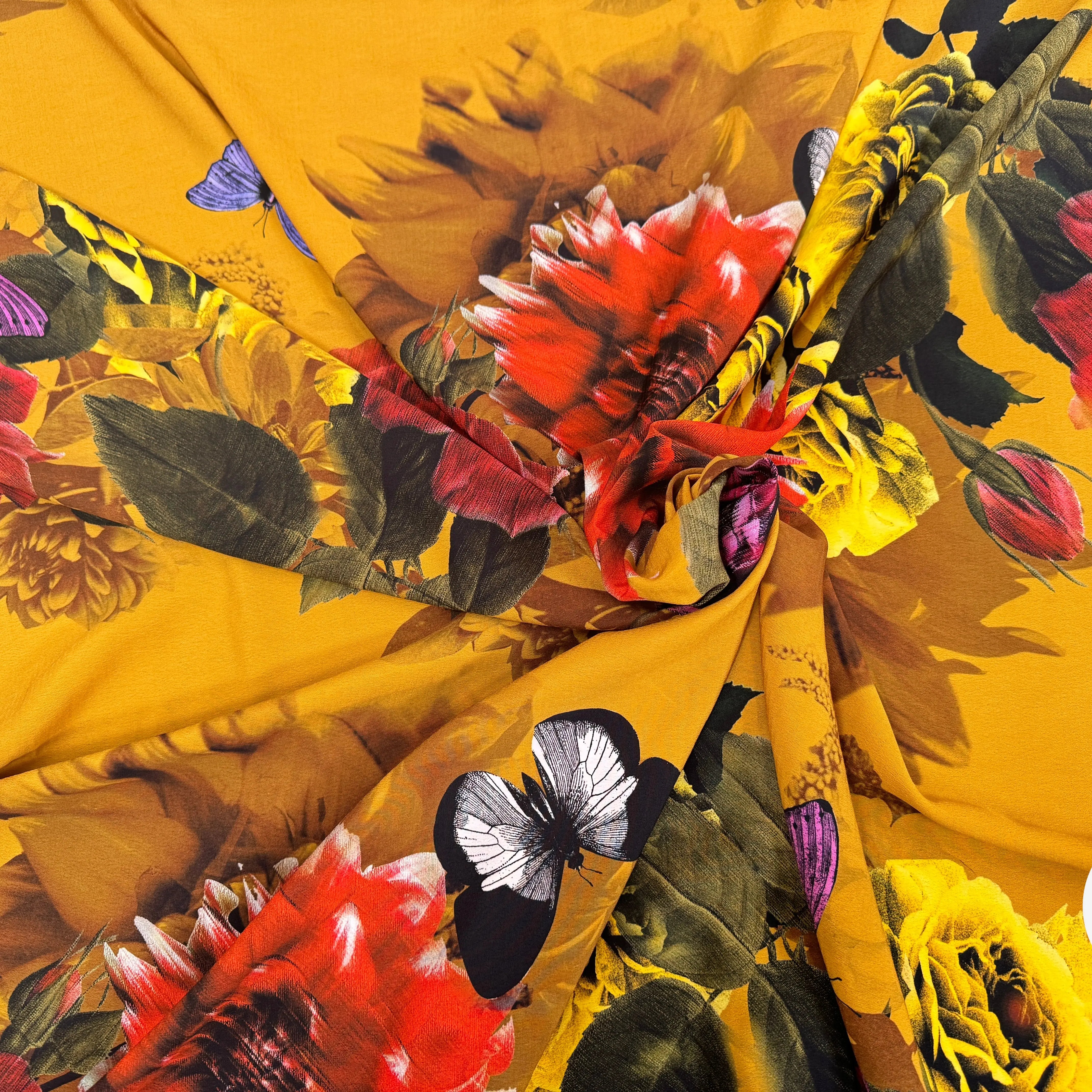 CREPE GAUFFRÉ JAUNE PAPILLONS & FLEURS - My Little Coupon