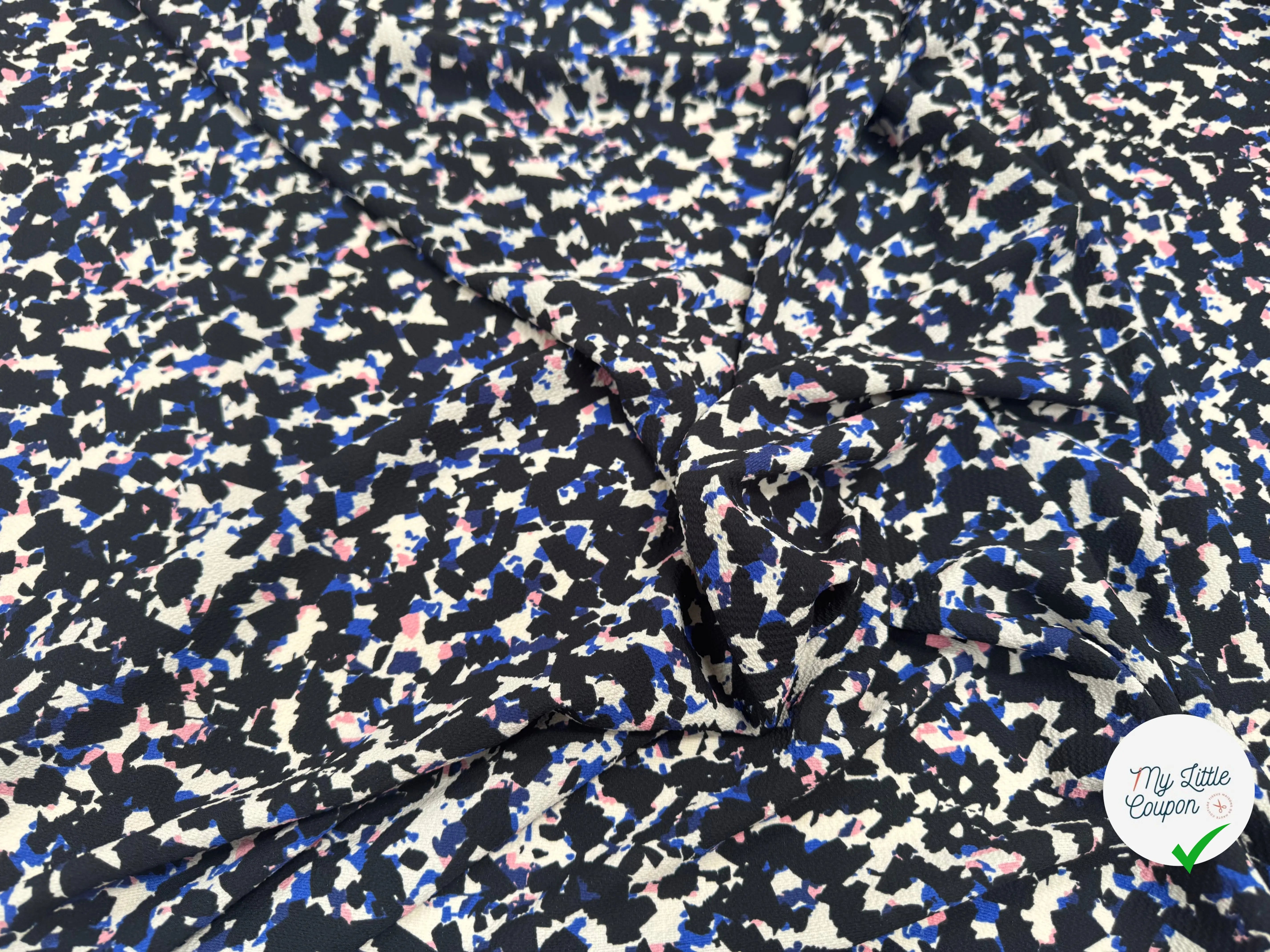 CRÊPE GAUFFRÉ MOTIF NOIR ROSE ECRU - My Little Coupon