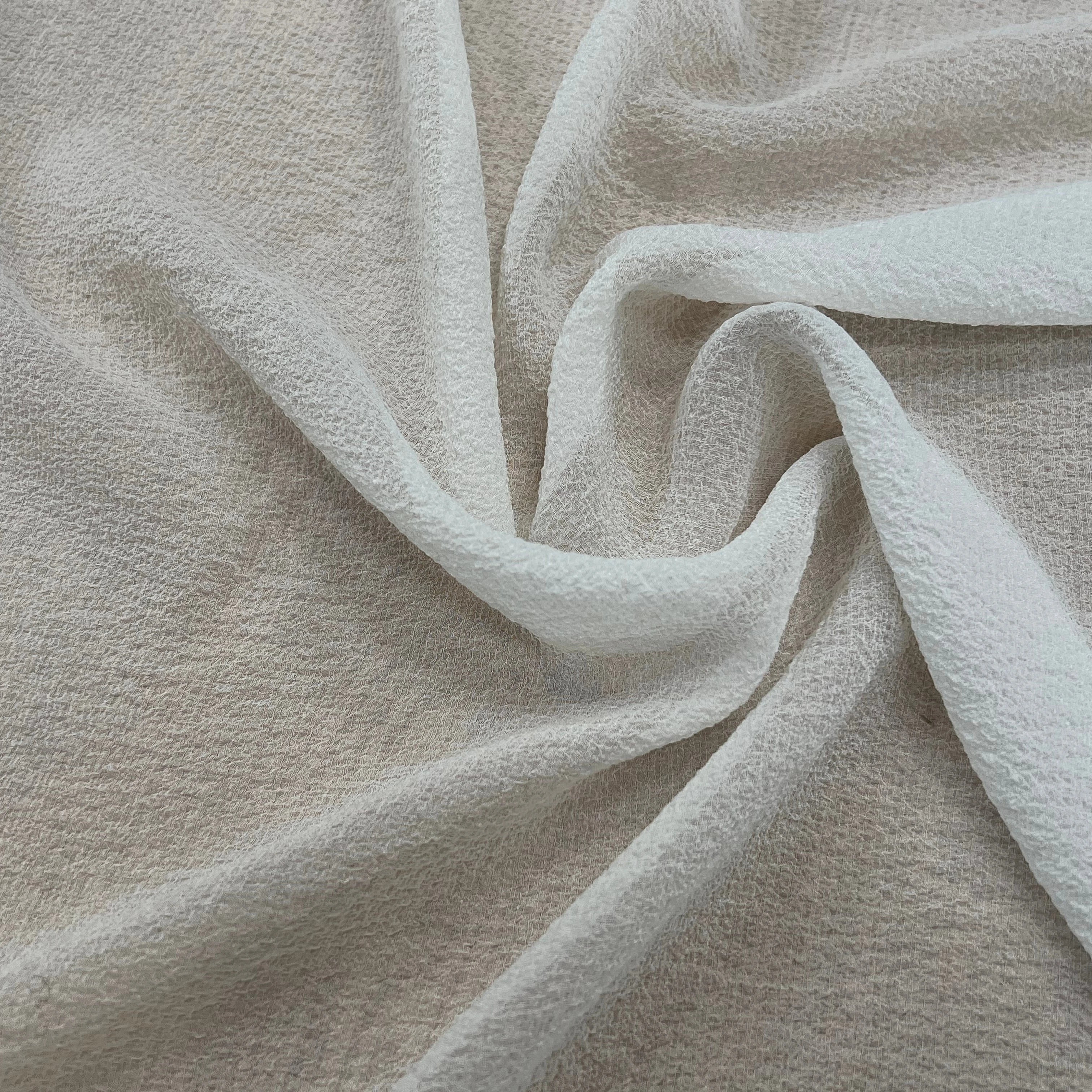 CREPE GAUFFRÉ SOIE BLANC CASSÉ FABRICATION FRANCAISE - My Little Coupon