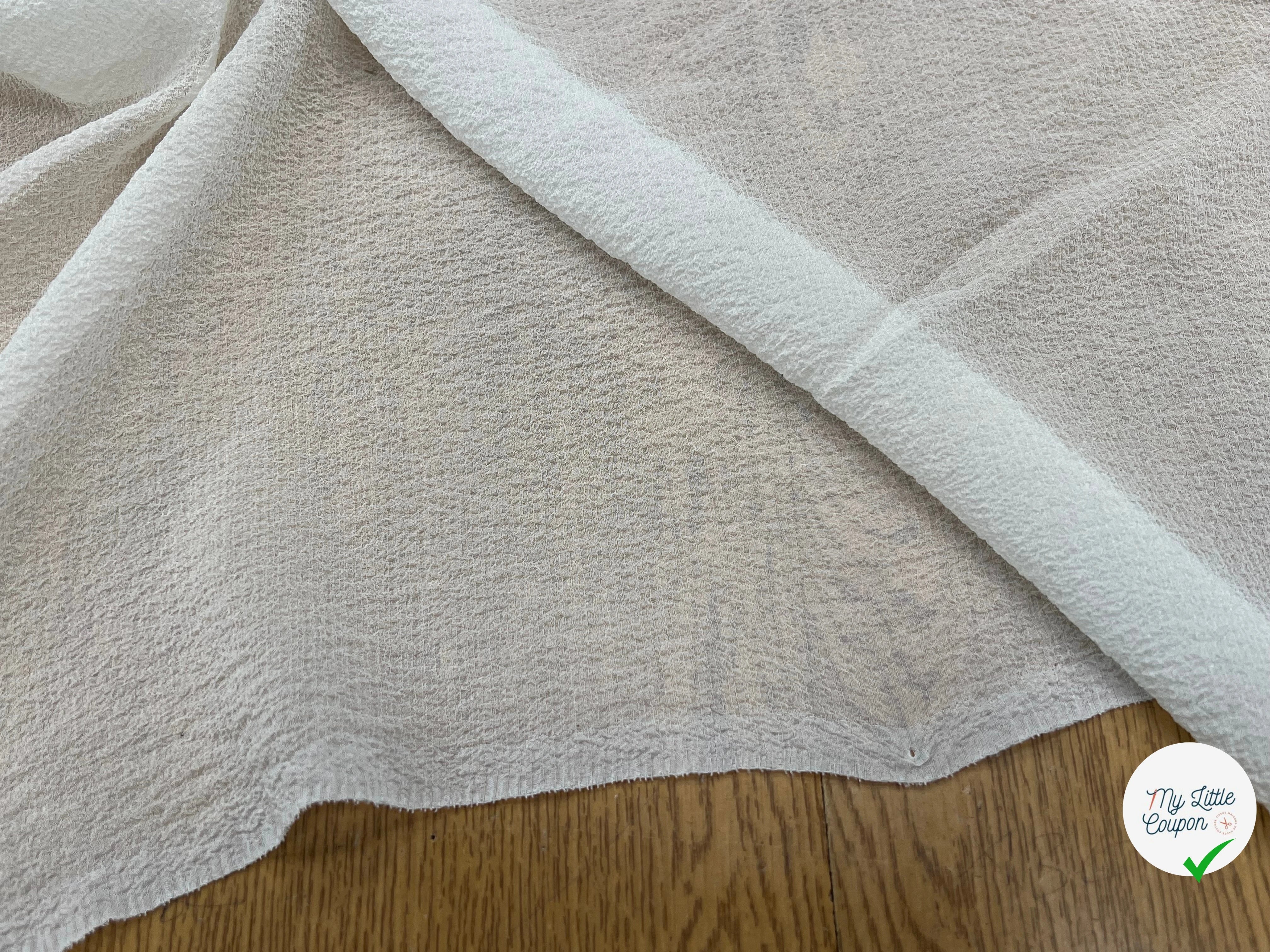 CREPE GAUFFRÉ SOIE BLANC CASSÉ FABRICATION FRANCAISE - My Little Coupon