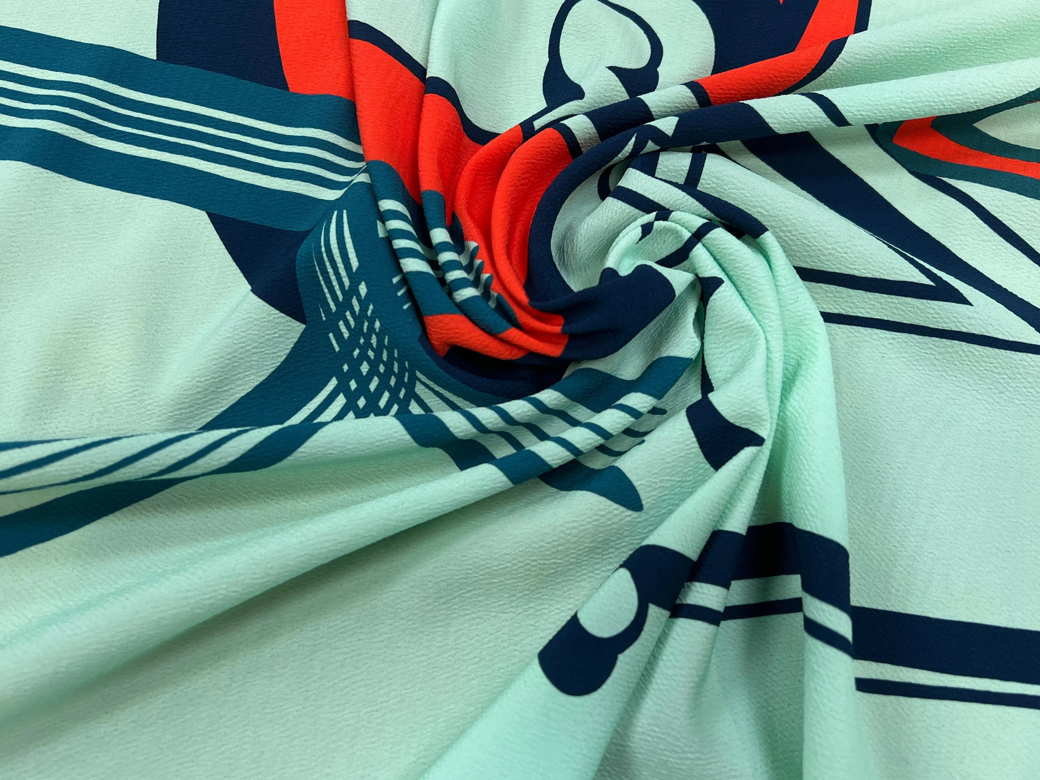 CRÈPE GAUFRÉ IMPRIMÉ FOND VERT MENTHE - My Little Coupon