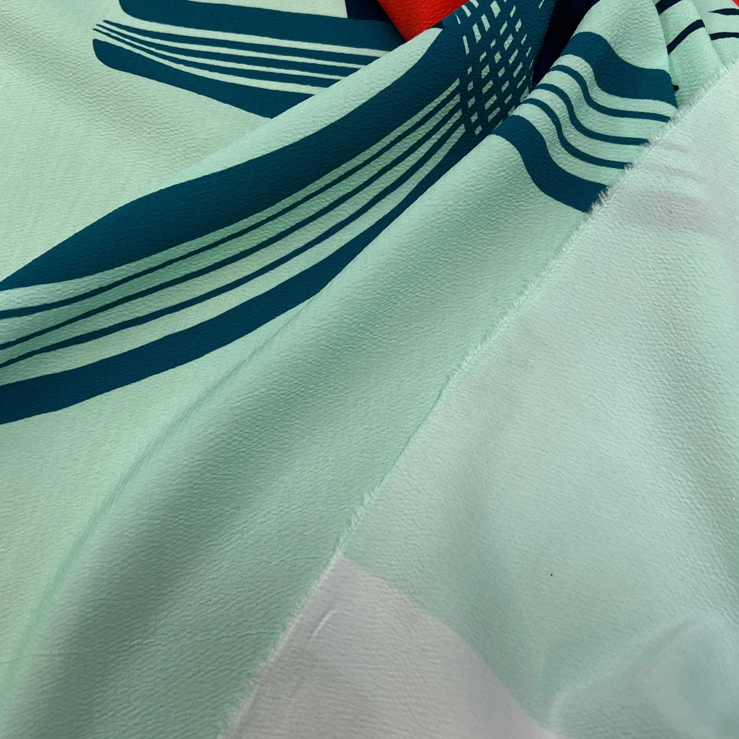 CRÈPE GAUFRÉ IMPRIMÉ FOND VERT MENTHE - My Little Coupon