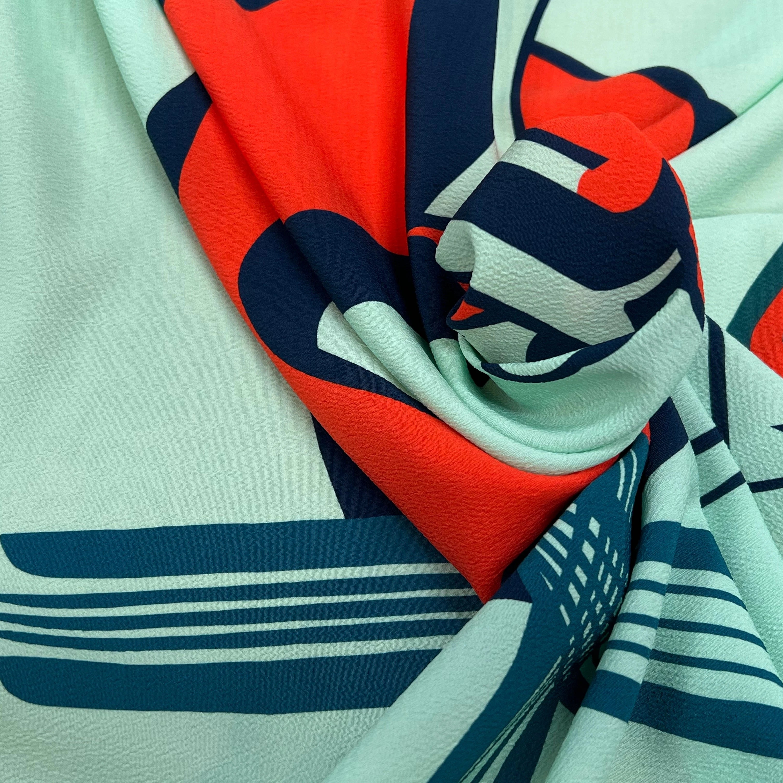 CRÈPE GAUFRÉ IMPRIMÉ FOND VERT MENTHE - My Little Coupon