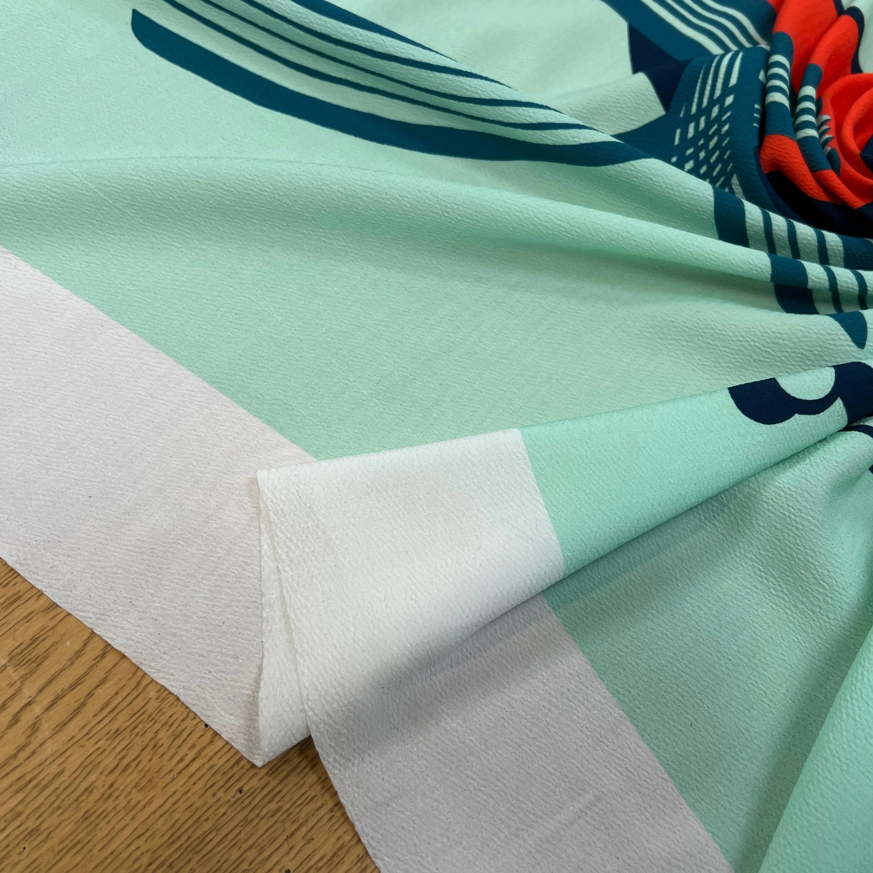 CRÈPE GAUFRÉ IMPRIMÉ FOND VERT MENTHE - My Little Coupon