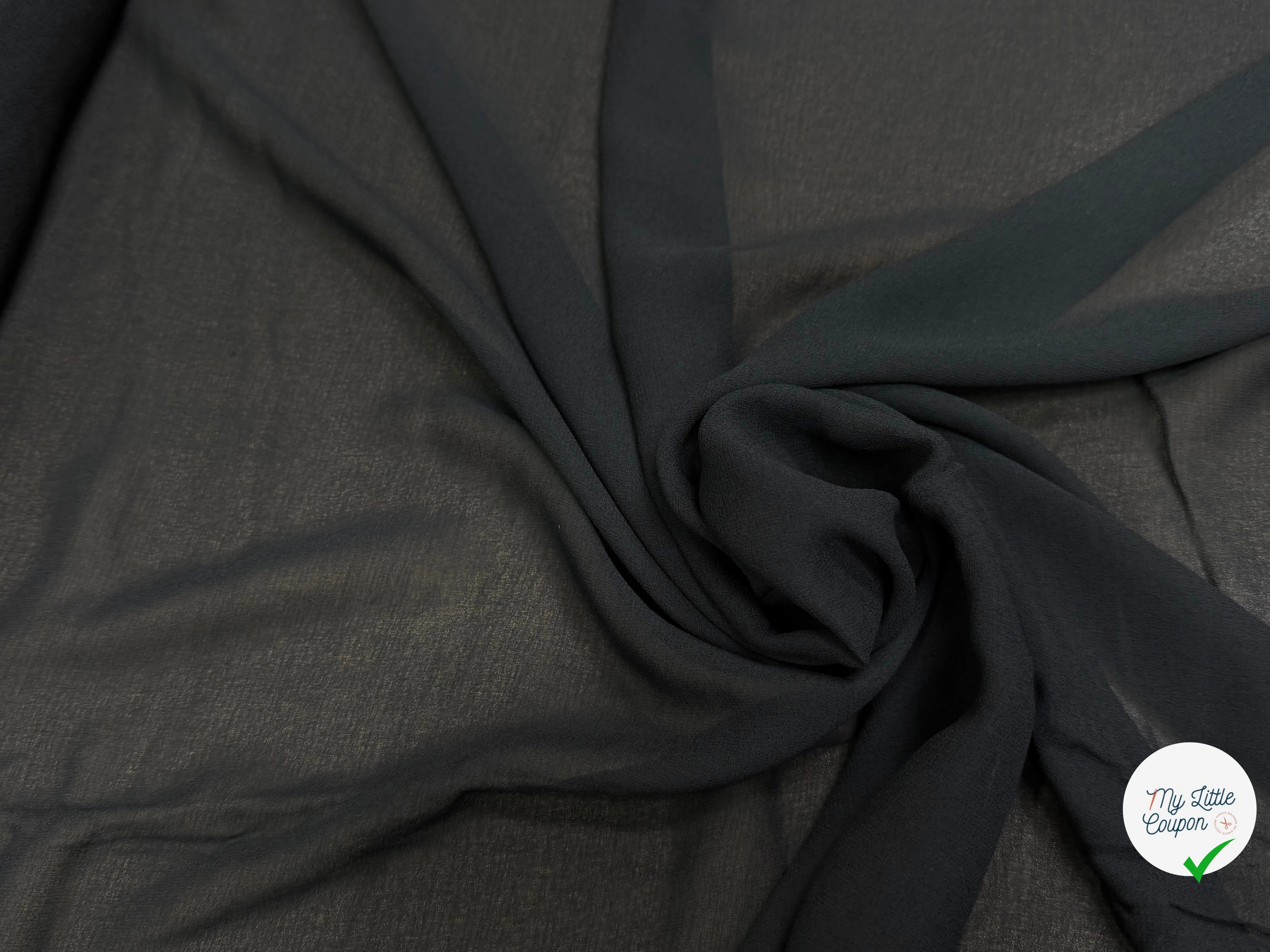 CREPE GEORGETTE 100% VISCOSE FLUIDE NOIR - My Little Coupon