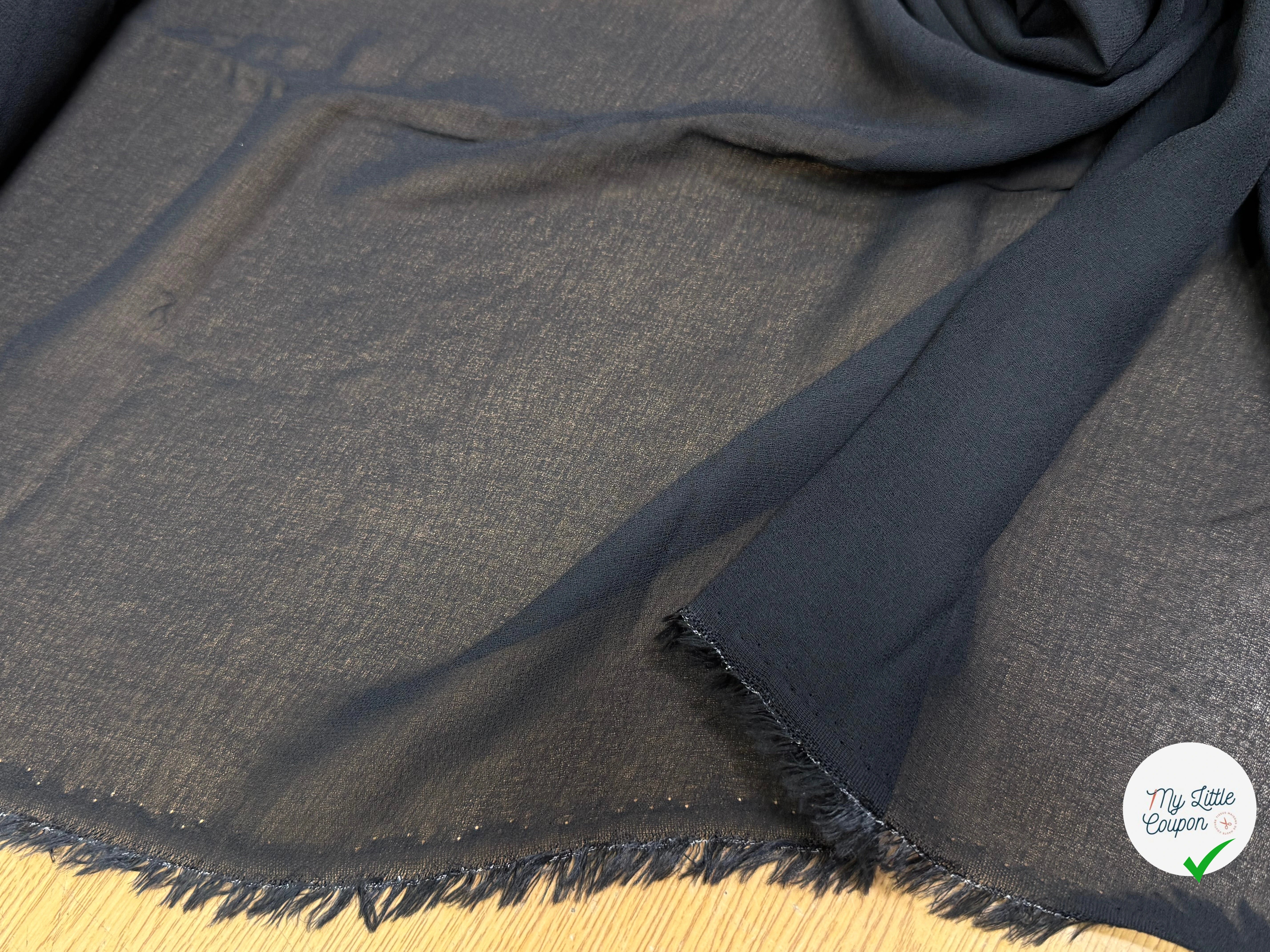 CREPE GEORGETTE 100% VISCOSE FLUIDE NOIR - My Little Coupon