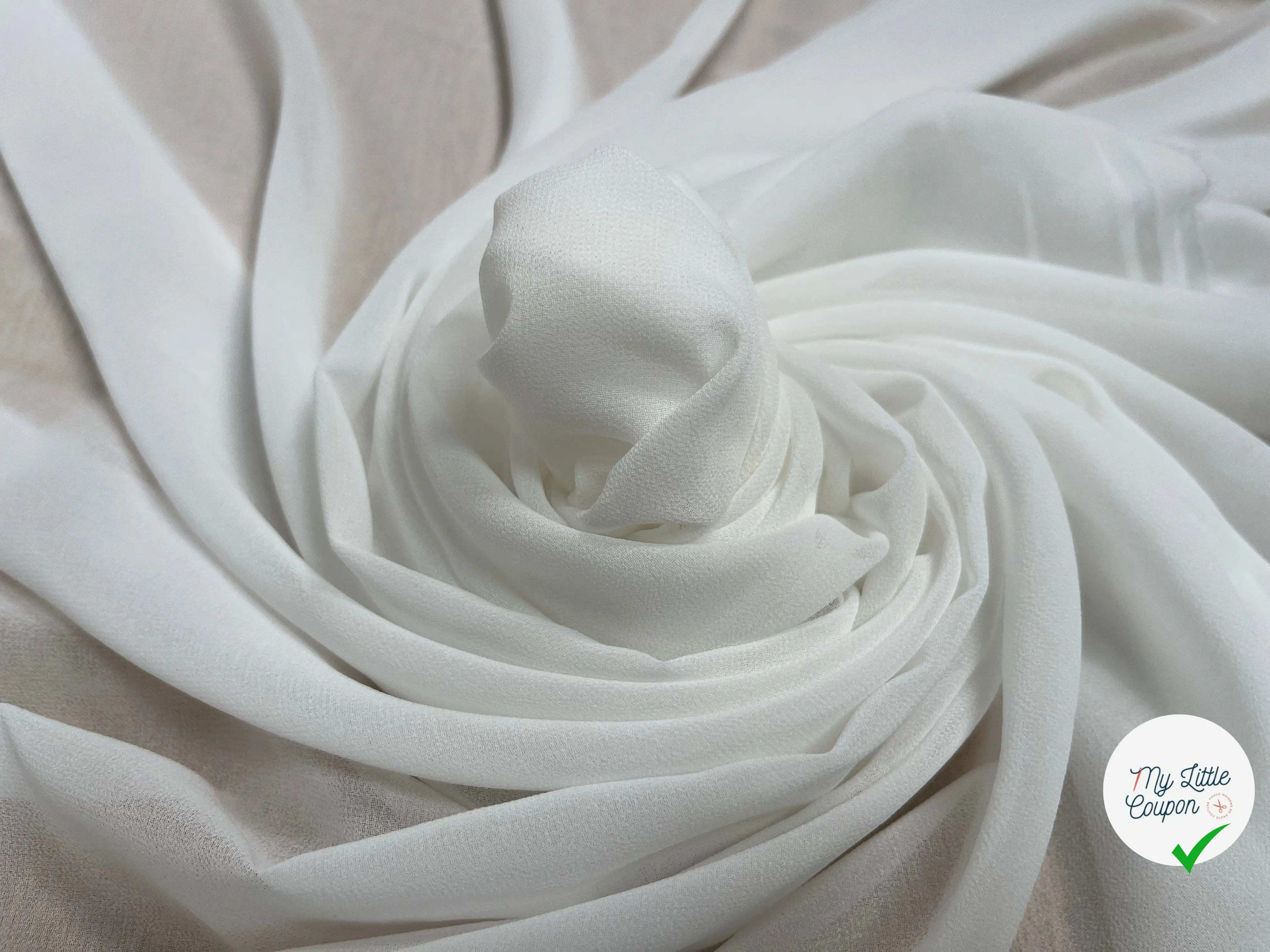 CREPE GEORGETTE BLANC POLYESTER - My Little Coupon