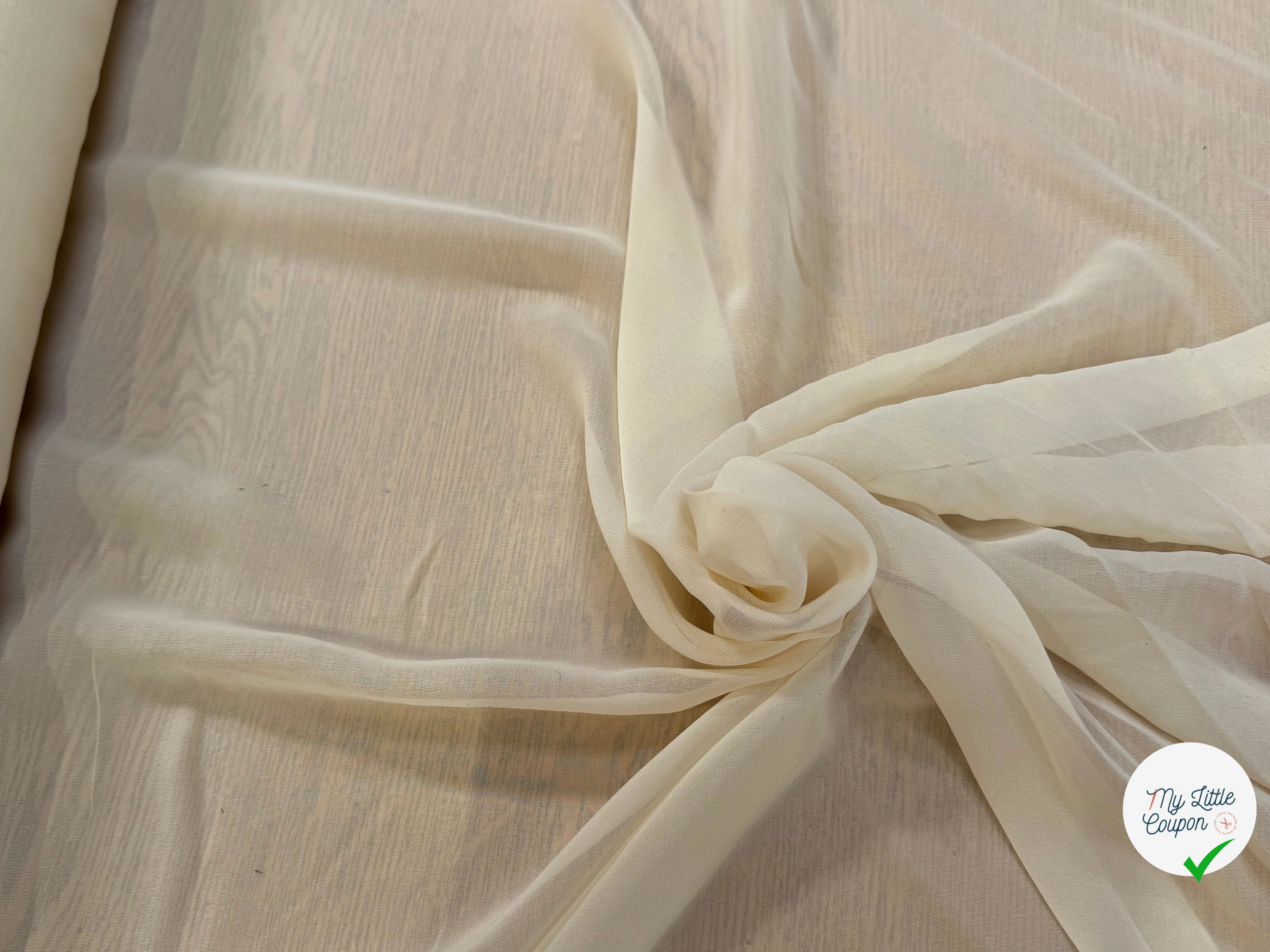 CREPE GEORGETTE DE SOIE BEIGE VANILLE - My Little Coupon