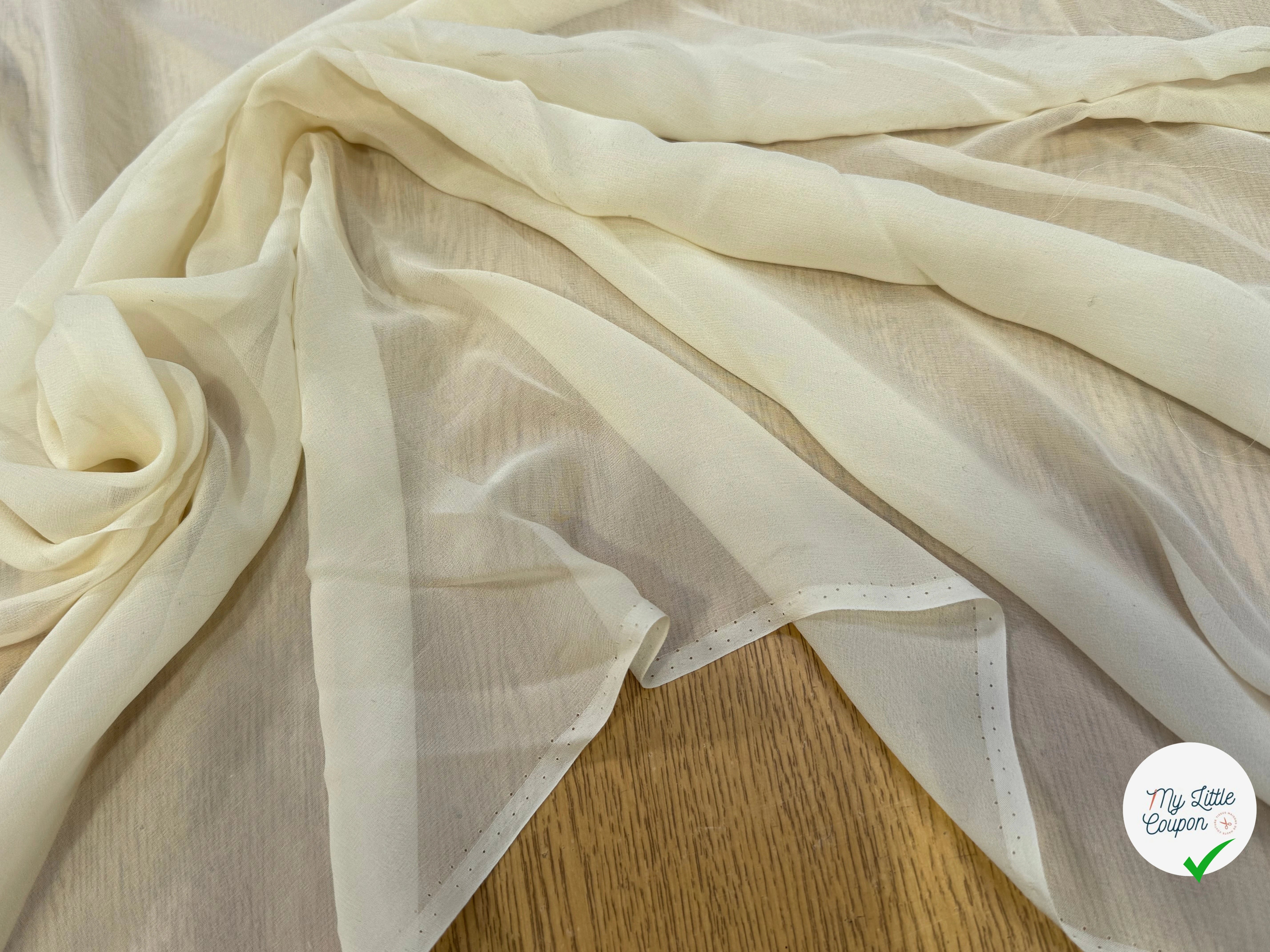 CREPE GEORGETTE DE SOIE BEIGE VANILLE - My Little Coupon