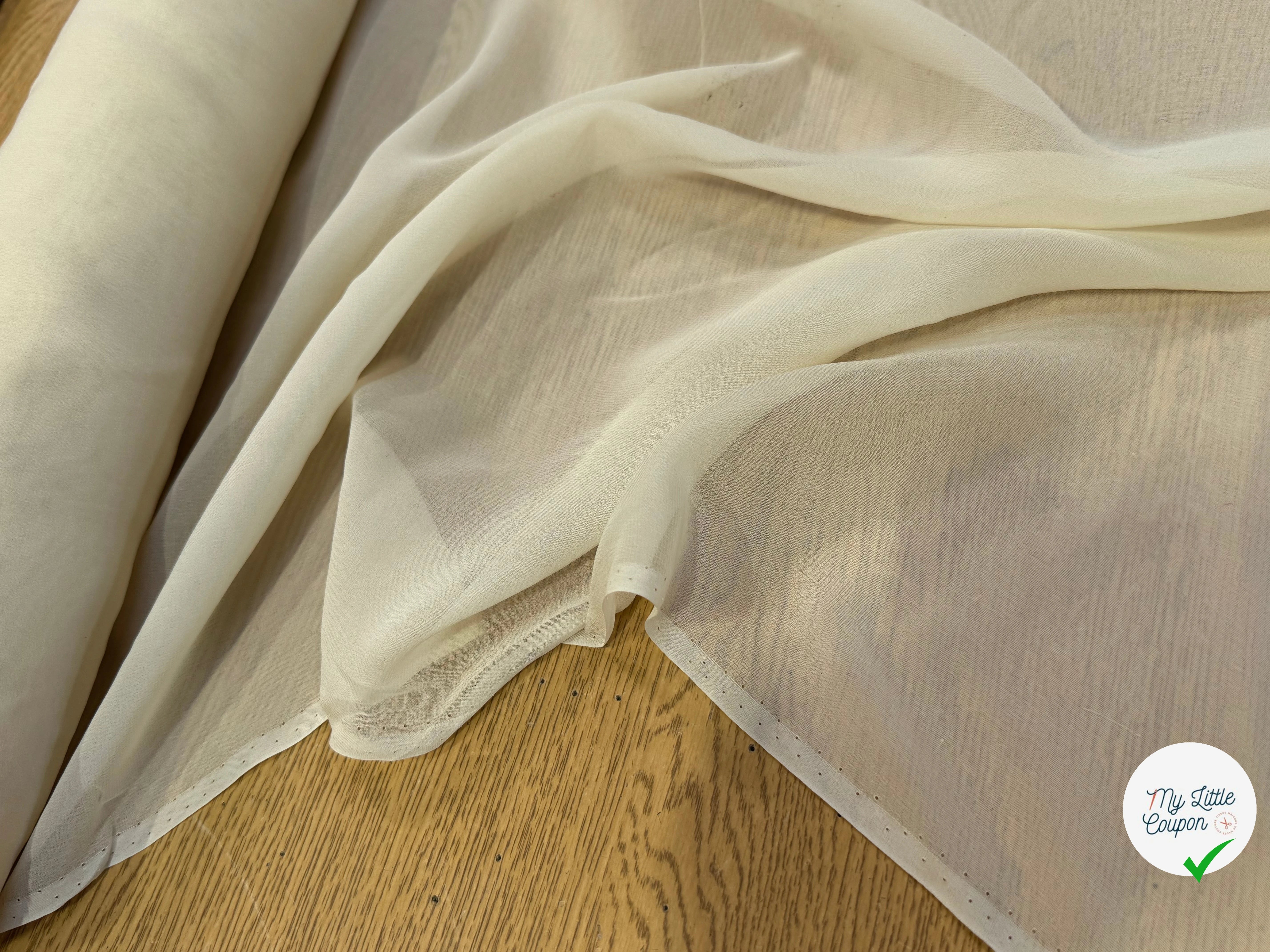 CREPE GEORGETTE DE SOIE BEIGE VANILLE - My Little Coupon