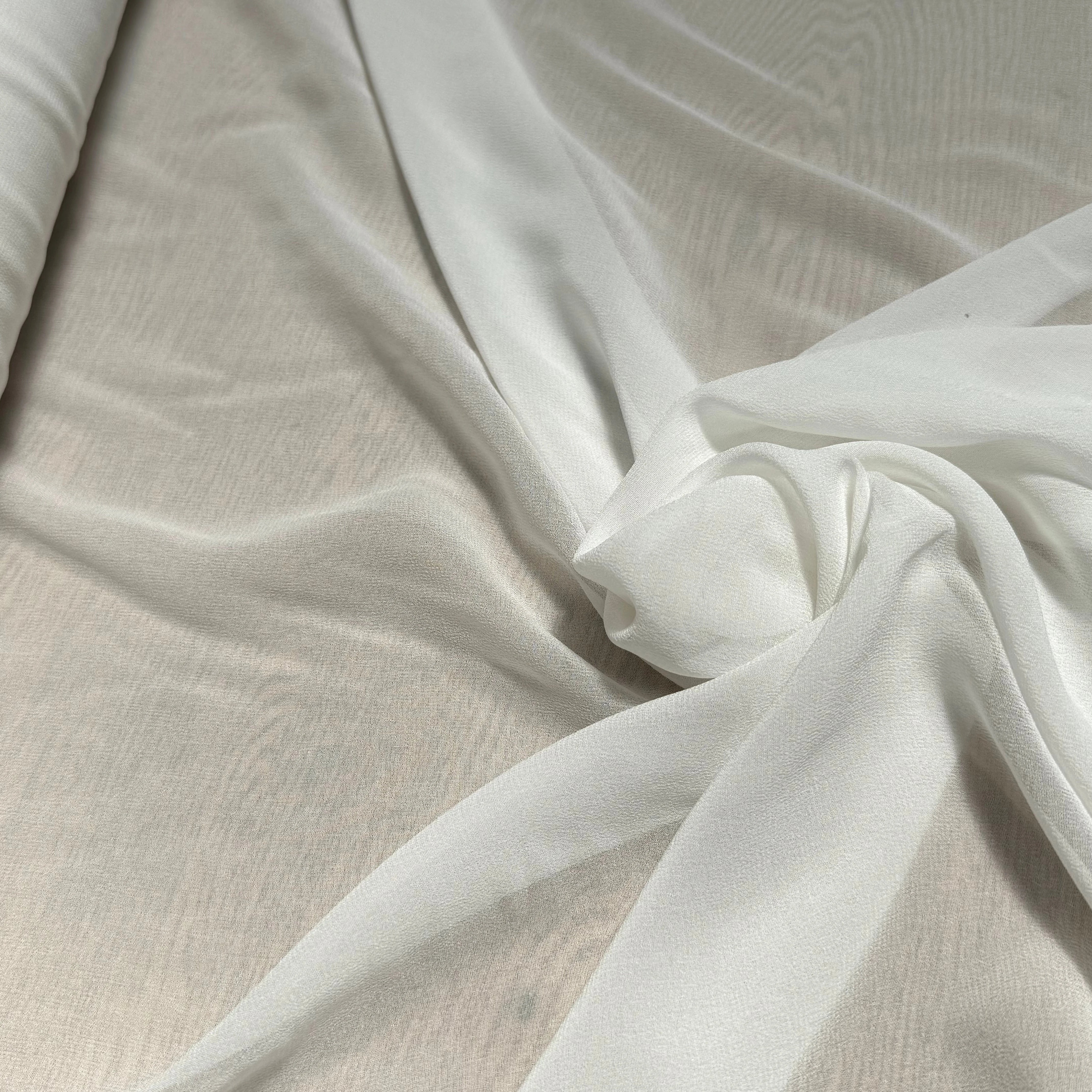 CREPE GEORGETTE DE SOIE ÉCRU FLUIDE 100% SOIE - My Little Coupon