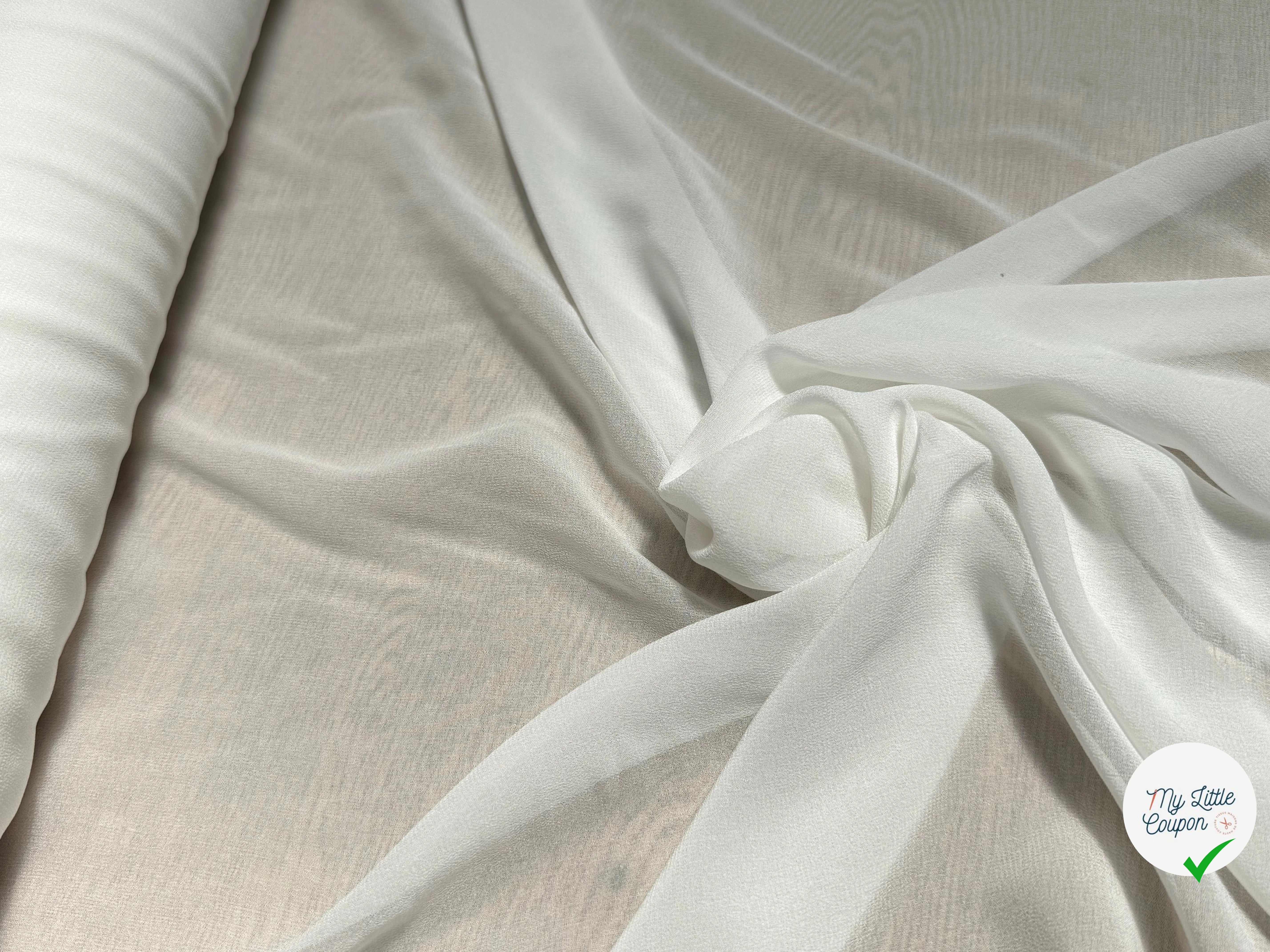 CREPE GEORGETTE DE SOIE ÉCRU FLUIDE 100% SOIE - My Little Coupon