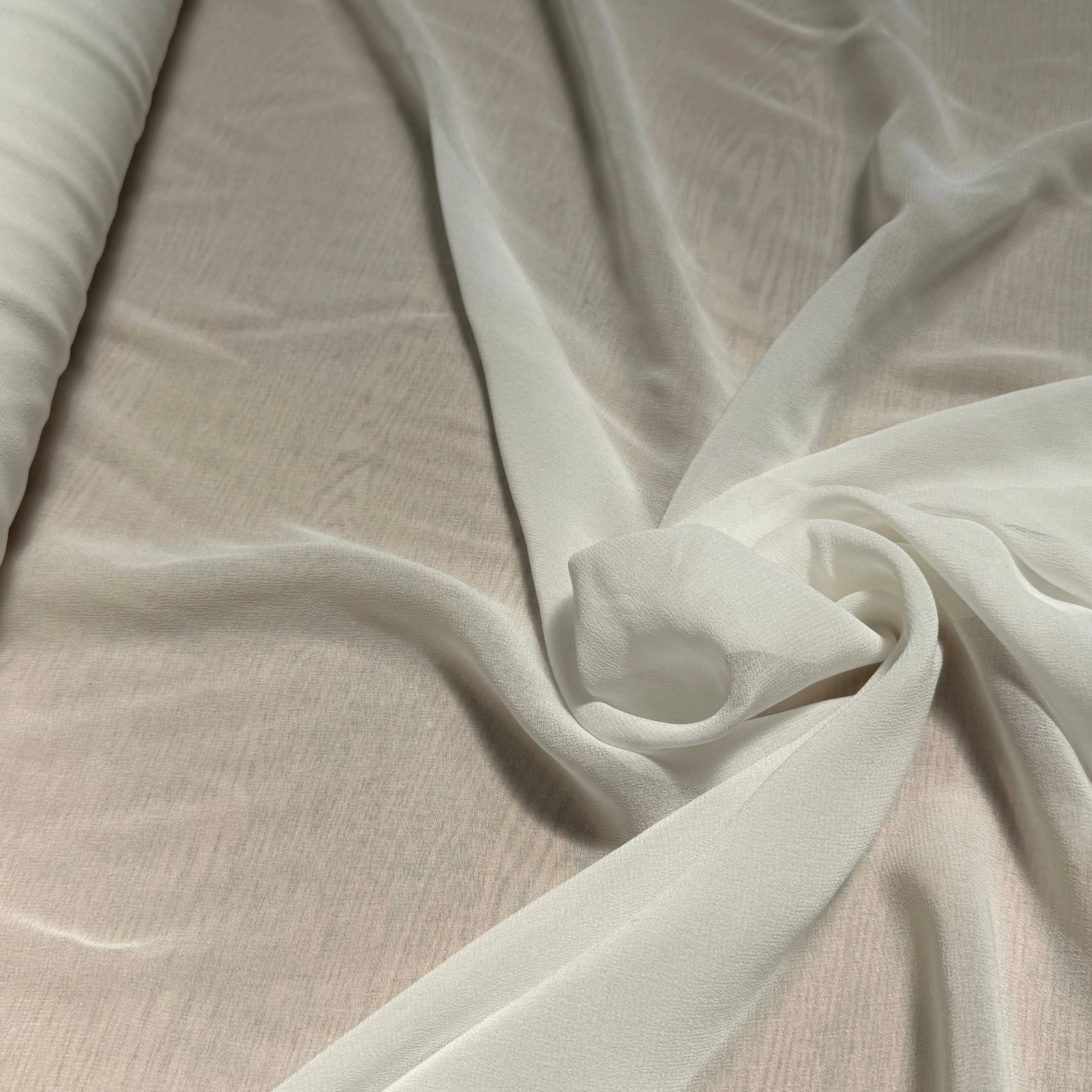 CREPE GEORGETTE DE SOIE ÉCRU FLUIDE 100% SOIE - My Little Coupon