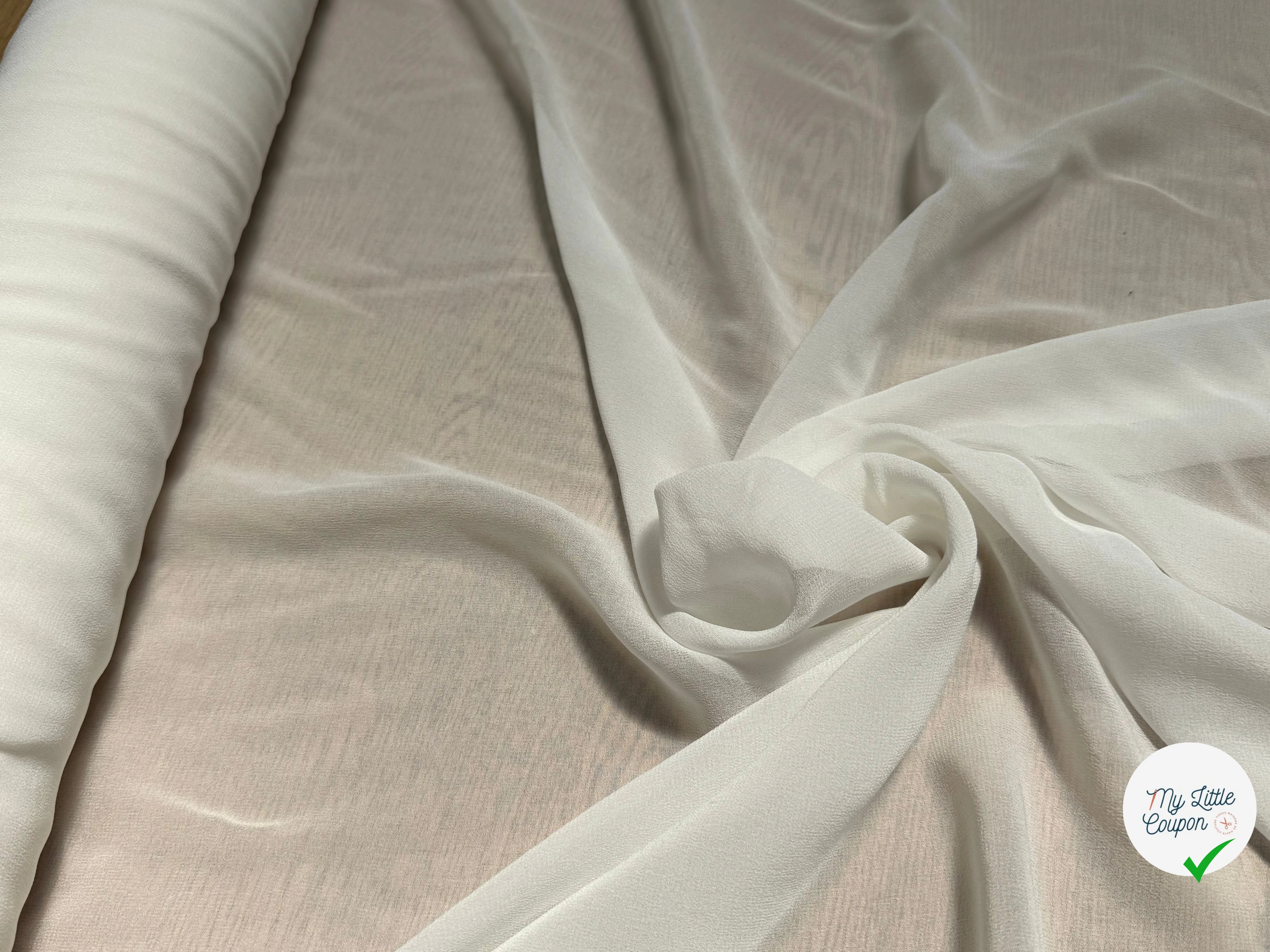 CREPE GEORGETTE DE SOIE ÉCRU FLUIDE 100% SOIE - My Little Coupon