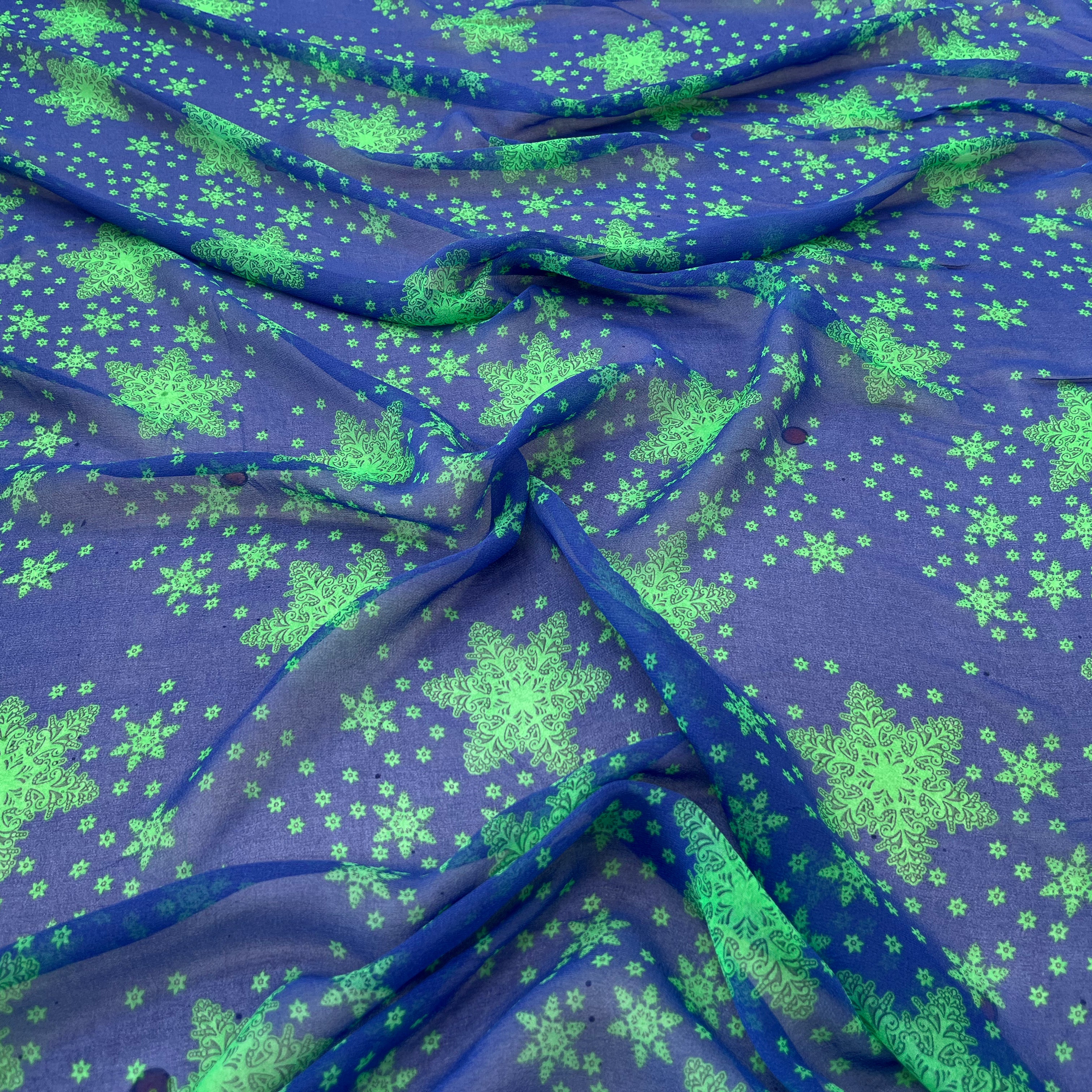 CREPE GEORGETTE DE SOIE FLOCONS BLEU - My Little Coupon