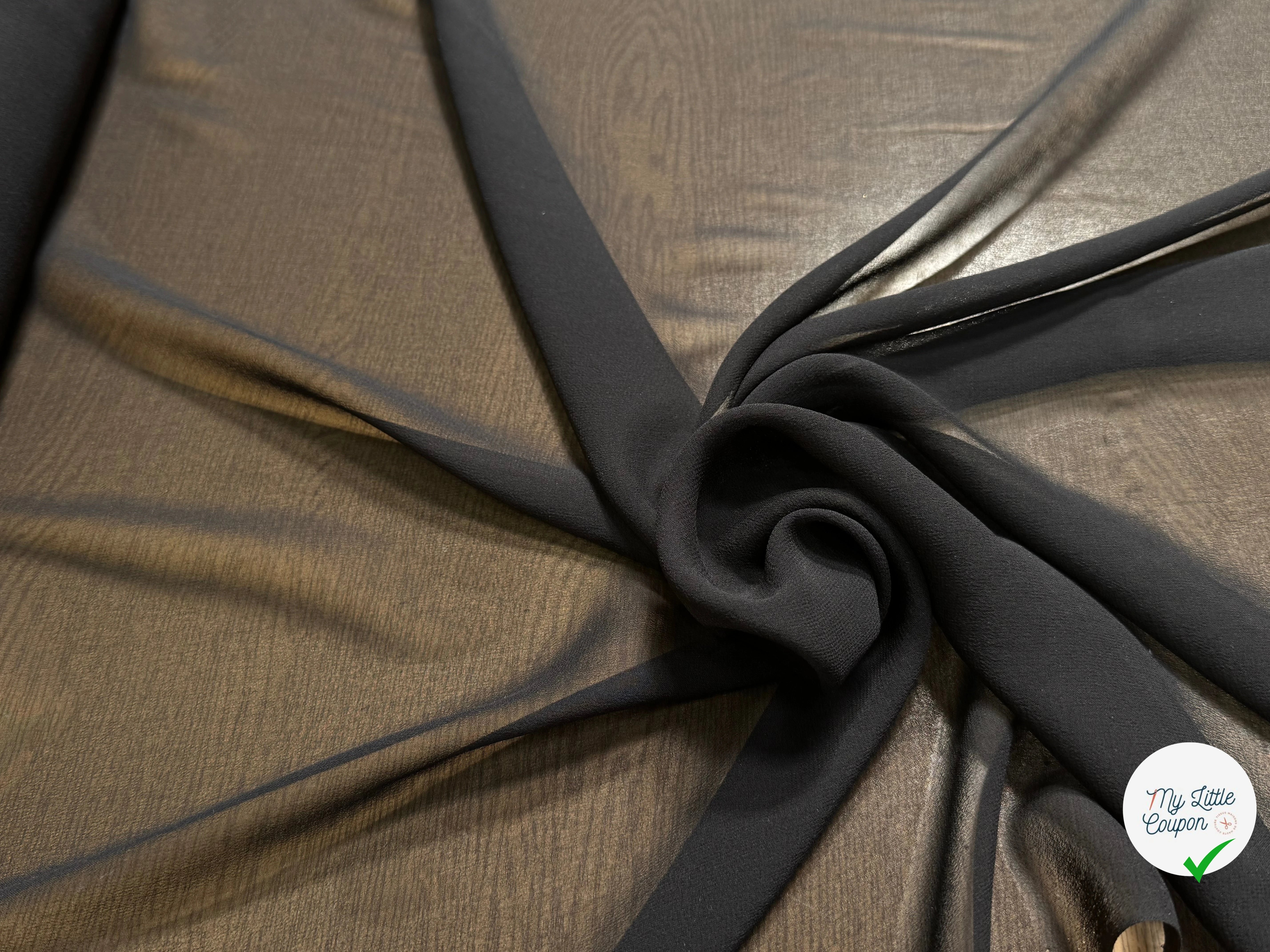 CREPE GEORGETTE DE SOIE FLUIDE NOIR EN 140 - My Little Coupon