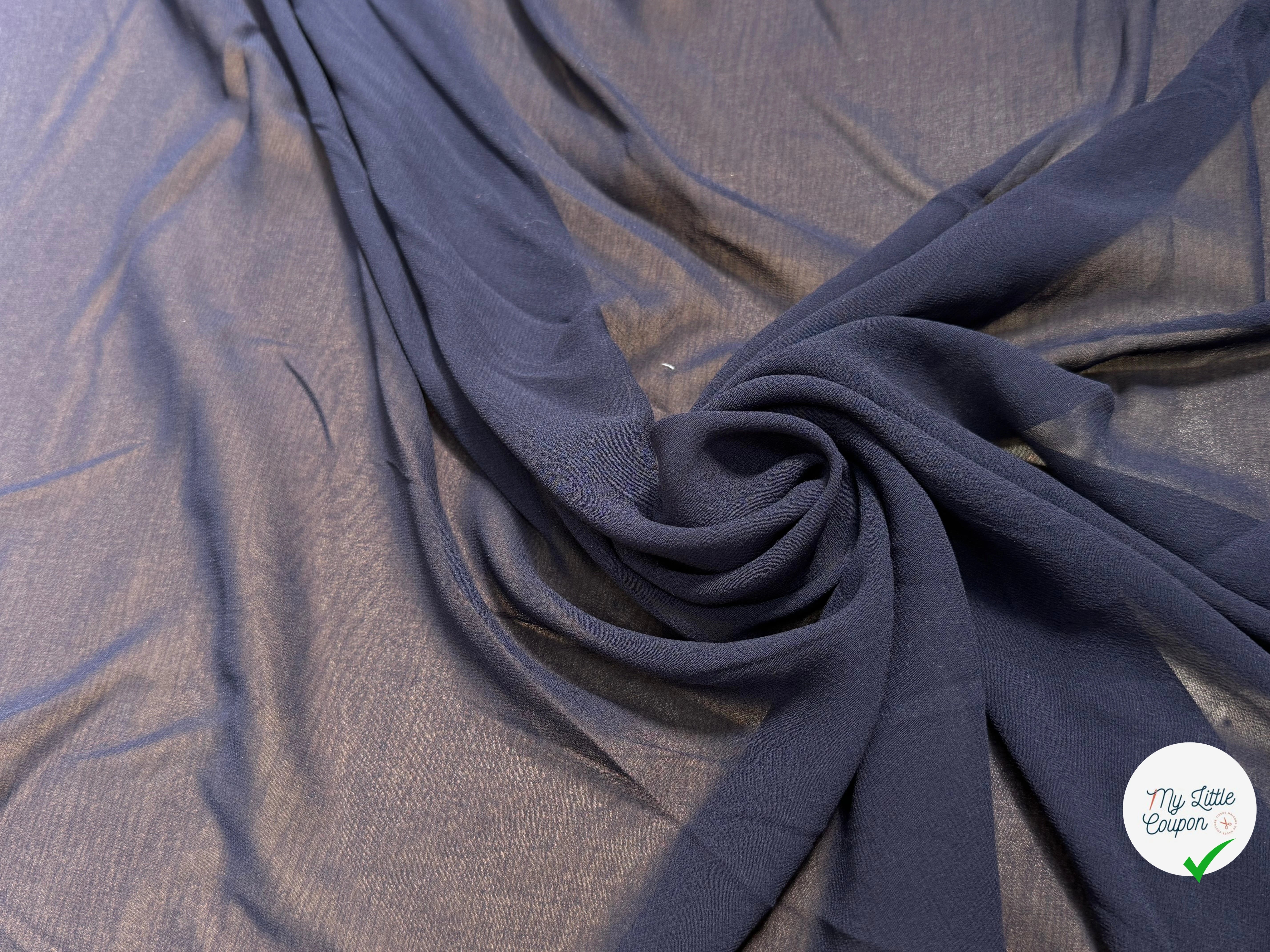 CREPE GEORGETTE DE SOIE MARINE EN 110 - My Little Coupon